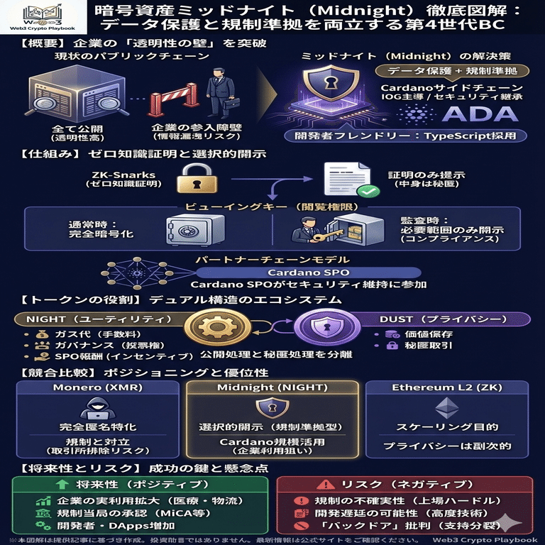 暗号資産ミッドナイト(NIGHT)とは？特徴や将来性、仕組みを徹底解説｜Web3 Crypto Playbook