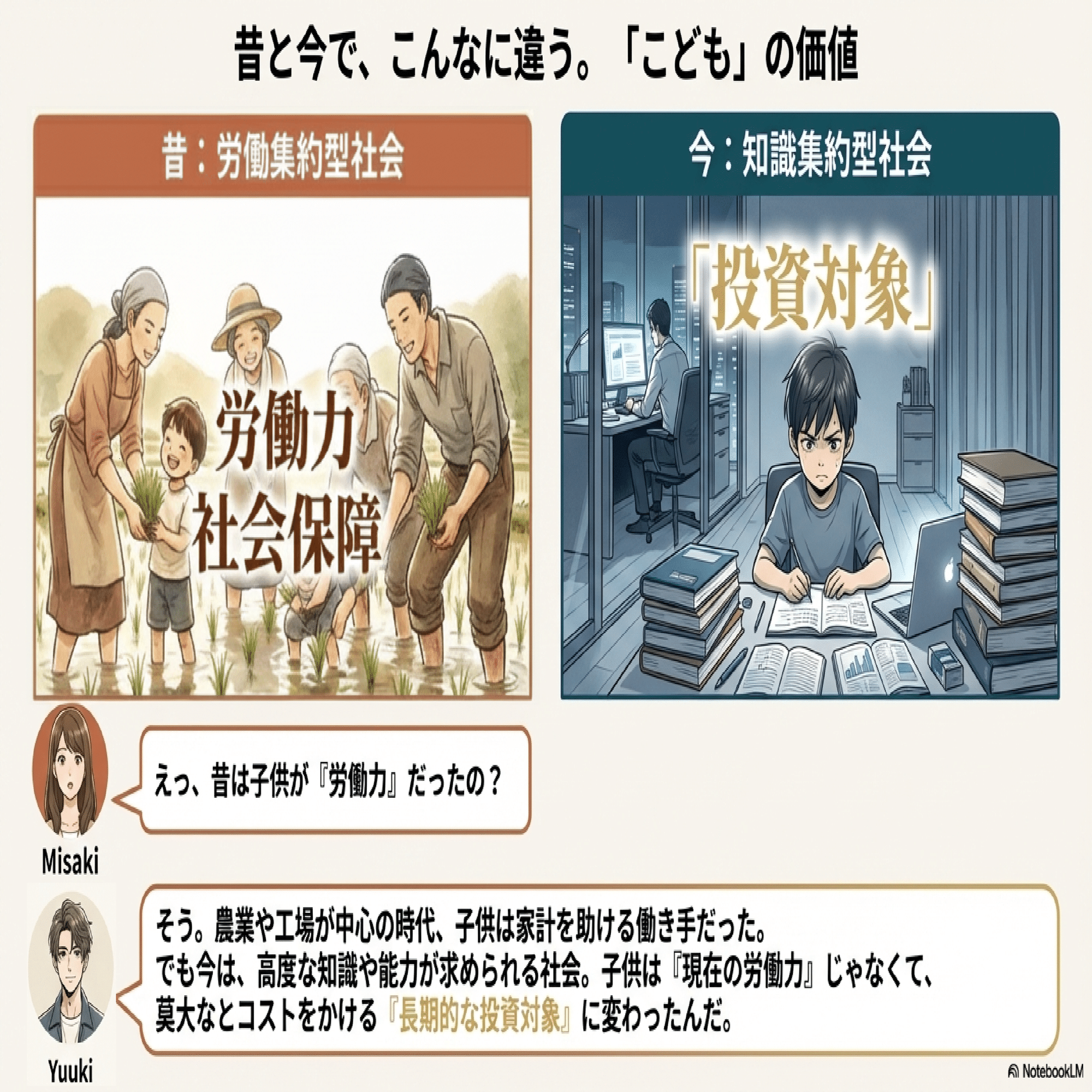 社会_004 マンガでわかる！少子化社会～労働集約型社会から知識集約型社会へ｜META:FRAME