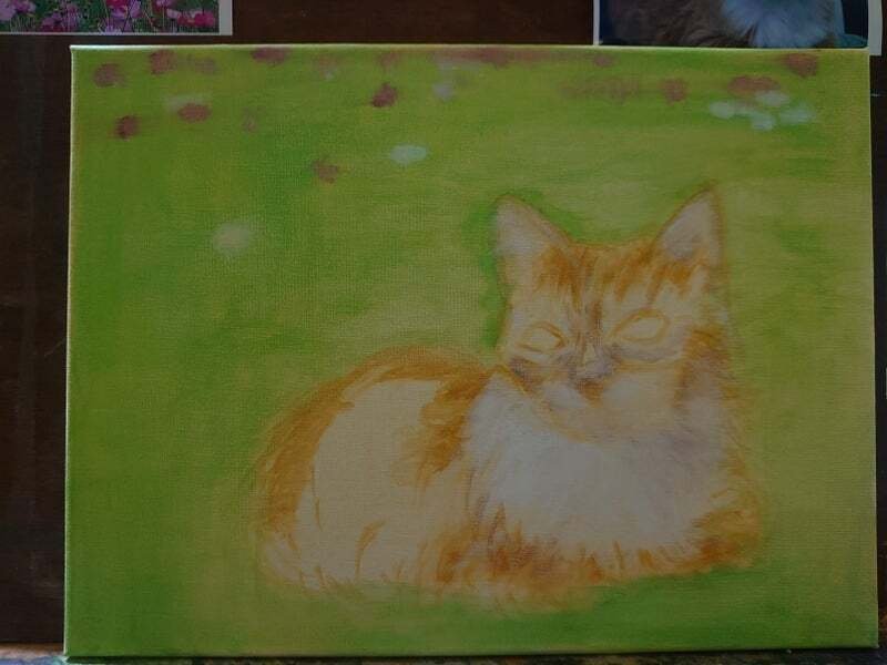 油絵での猫2枚目（通算8目）｜香