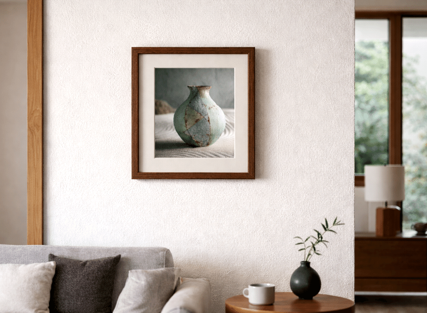 無料のAI画像】陶器と禅庭園が織りなす瞑想の時空間を「侘び寂び」の美