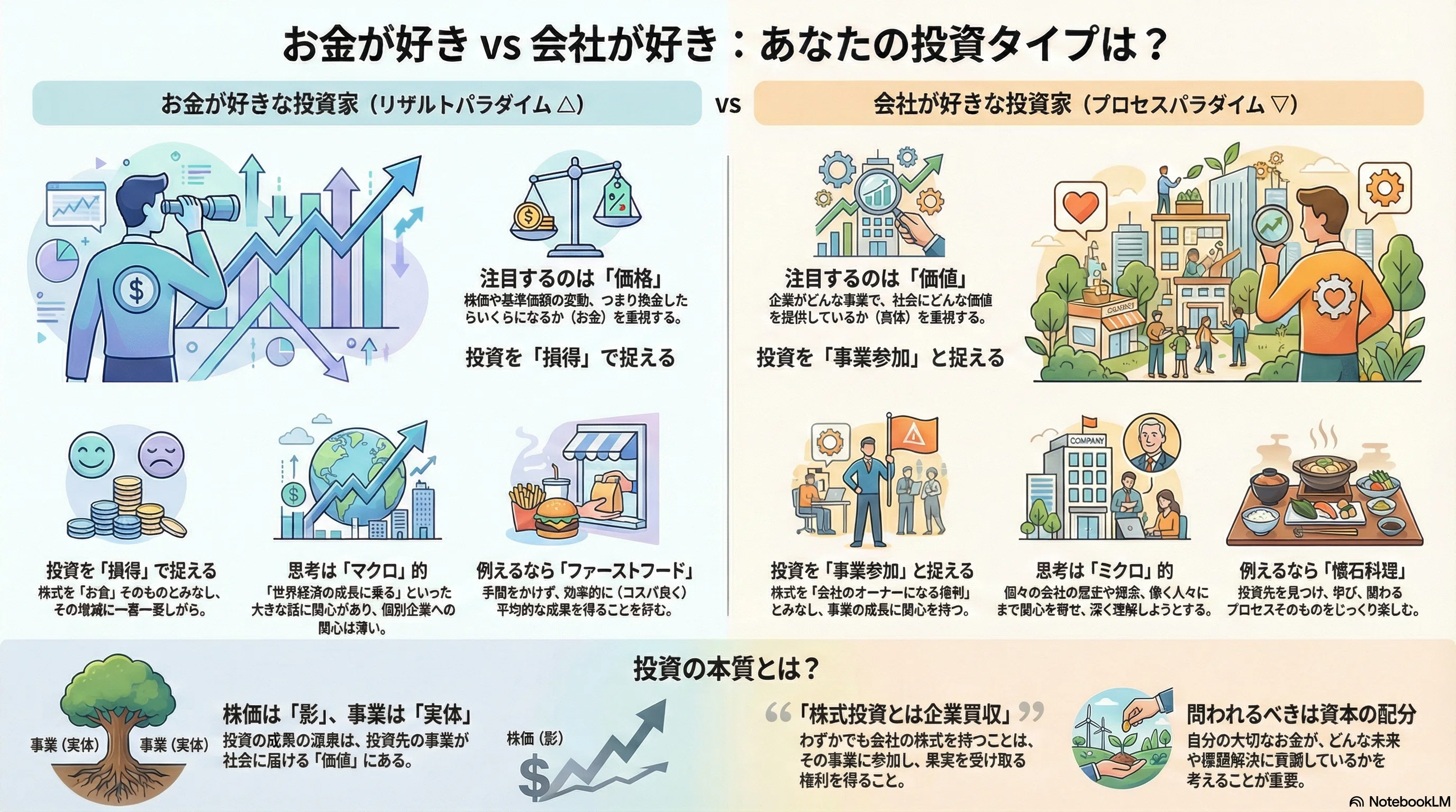 お金が好きな投資家」は△、「会社が好きな投資家」は▽｜renny 