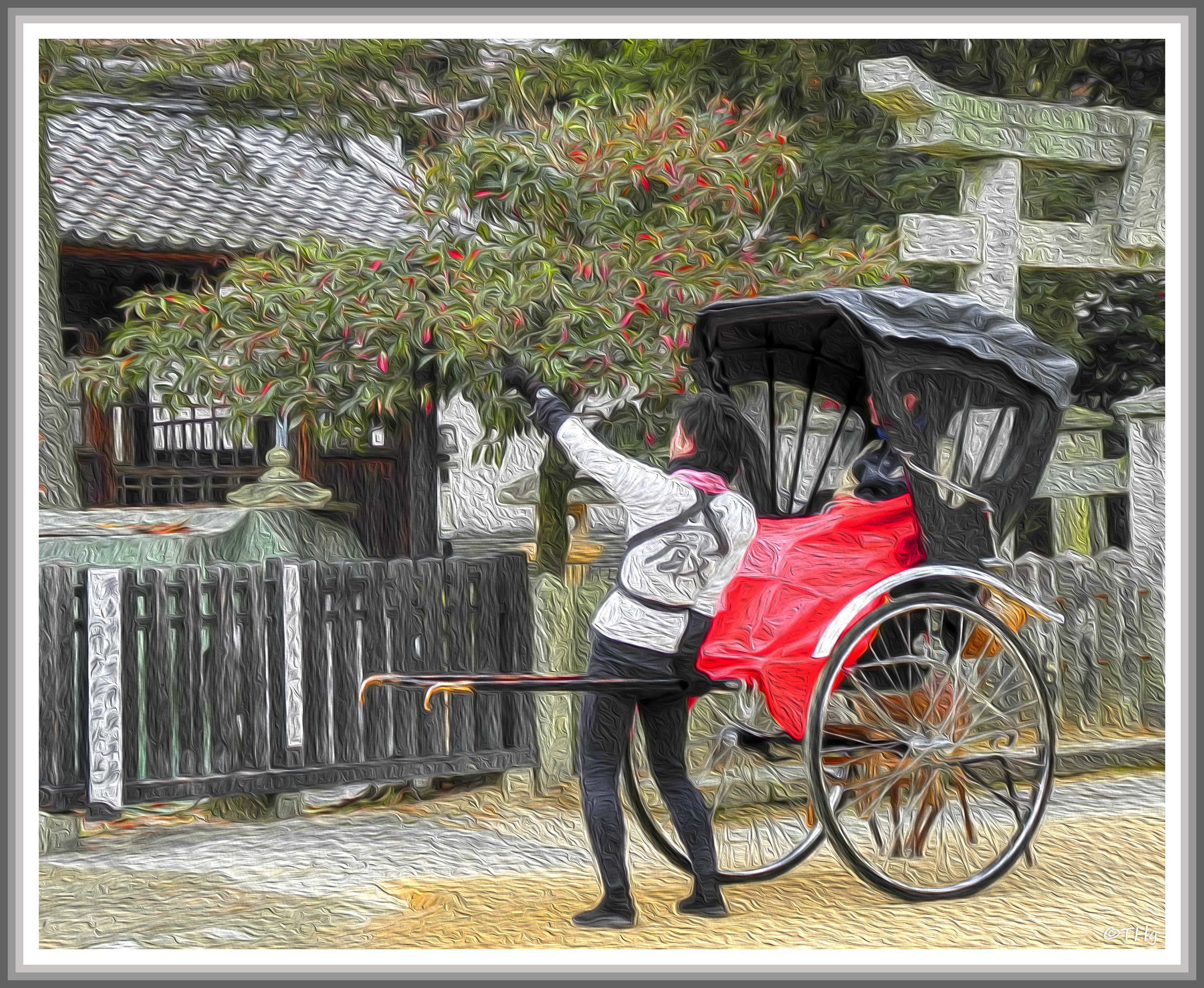 人力車案内（油彩風）｜taka