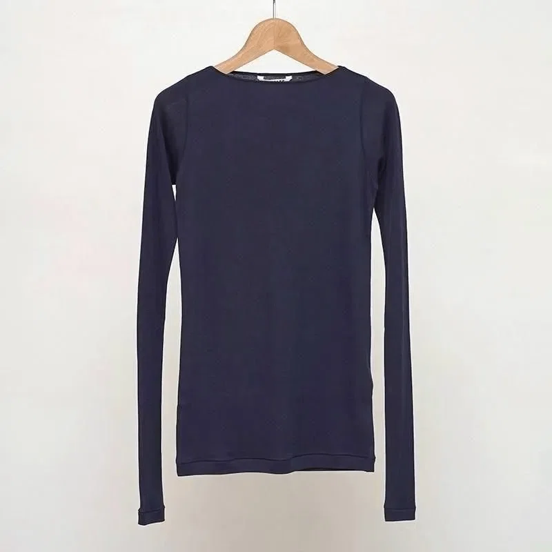 AURALEE】リピートにもおすすめSUPER HIGH GAUGE SHEER RIB BOAT NECK