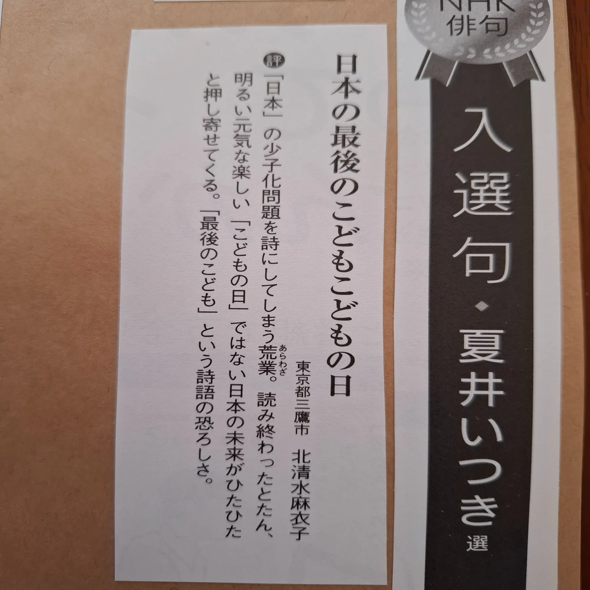採用された俳句（自己紹介をかねて）｜北清水麻衣子