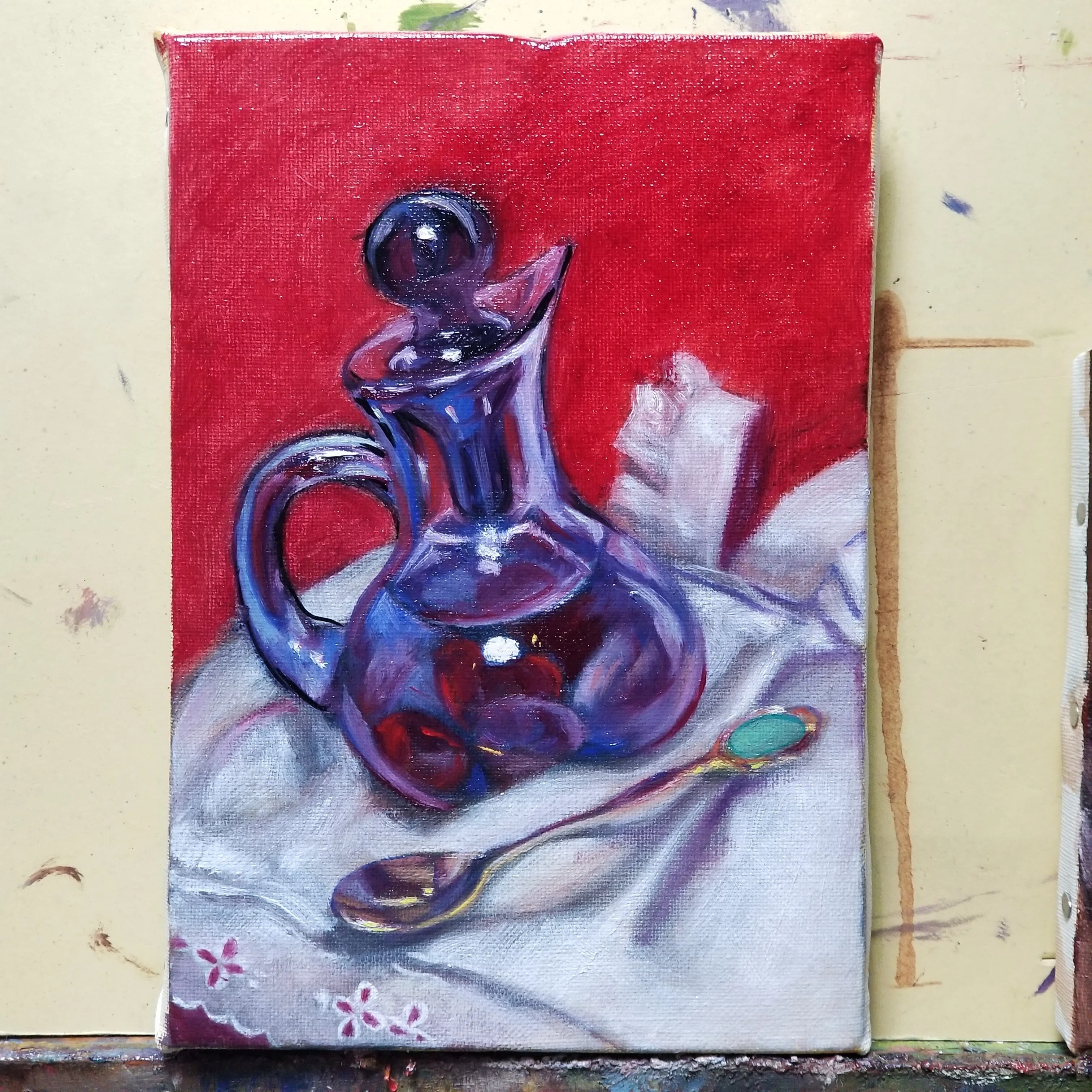 油絵制作記録1| 静物画 |クサカベのグレージングバニスを使ってみる