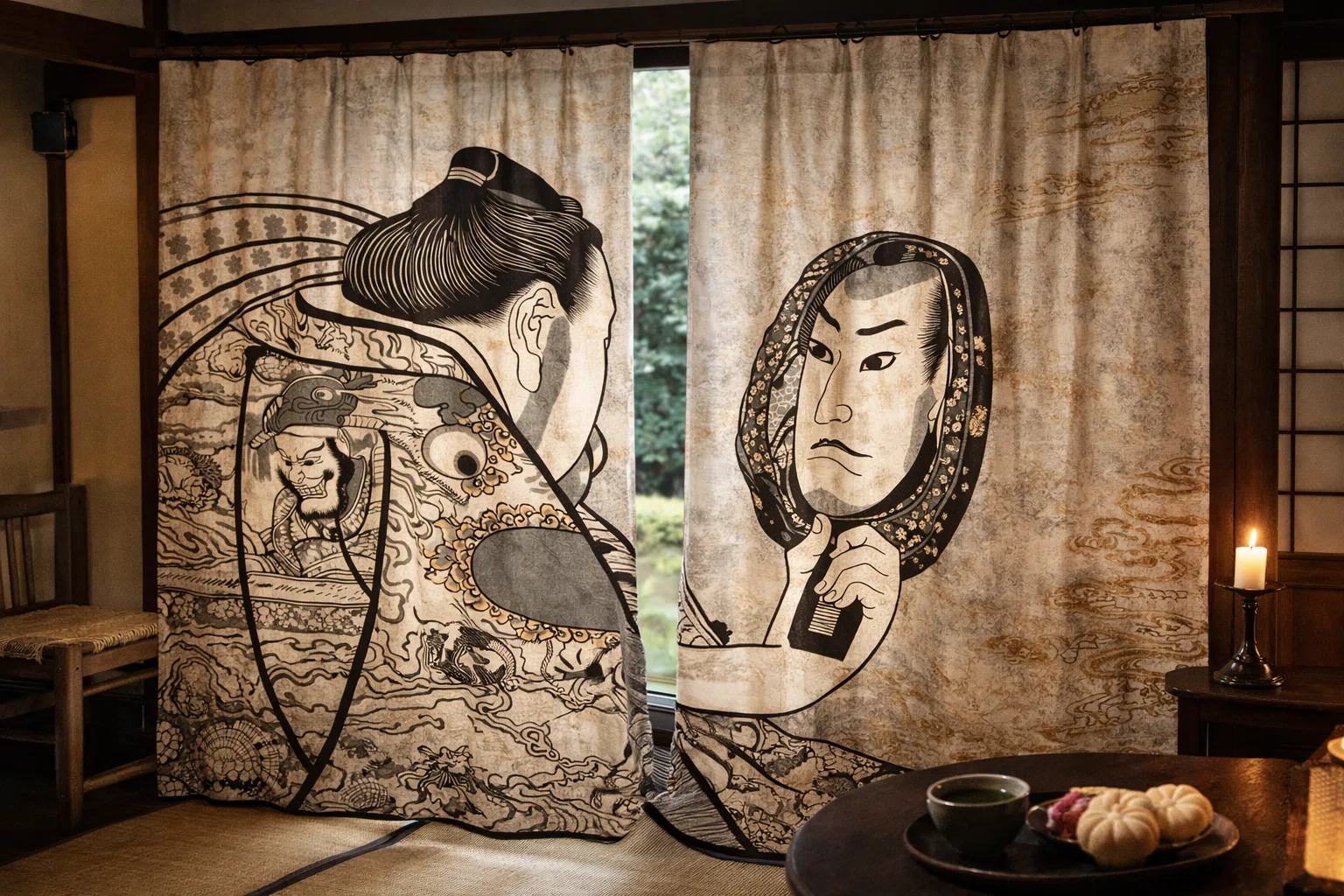 浮世絵は「壁」や「布」にもなる—— 和空間に広がる、再構築された歌舞