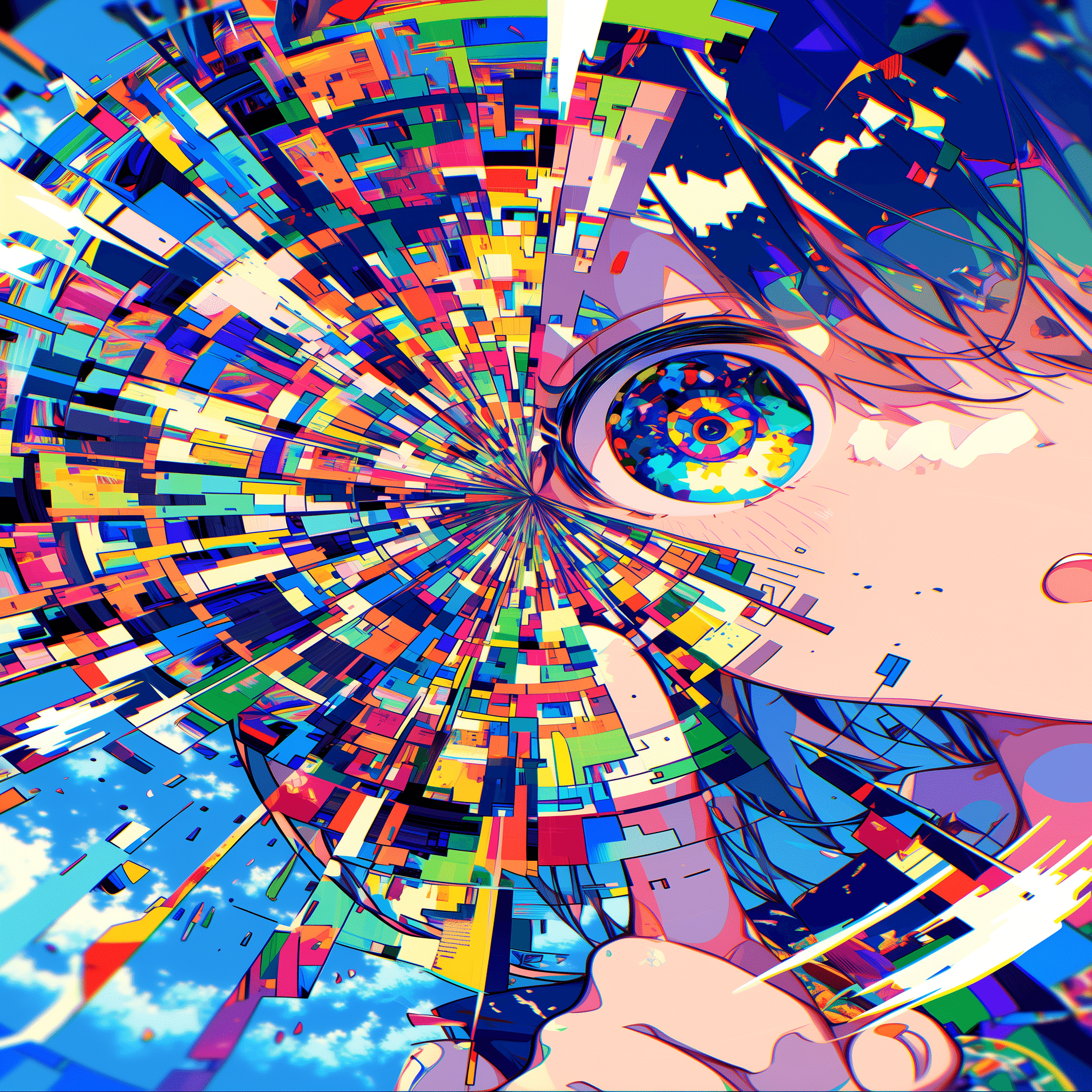 Niji 7】「万華鏡×グリッチ」で描くプロンプト。視覚のバグと可愛い