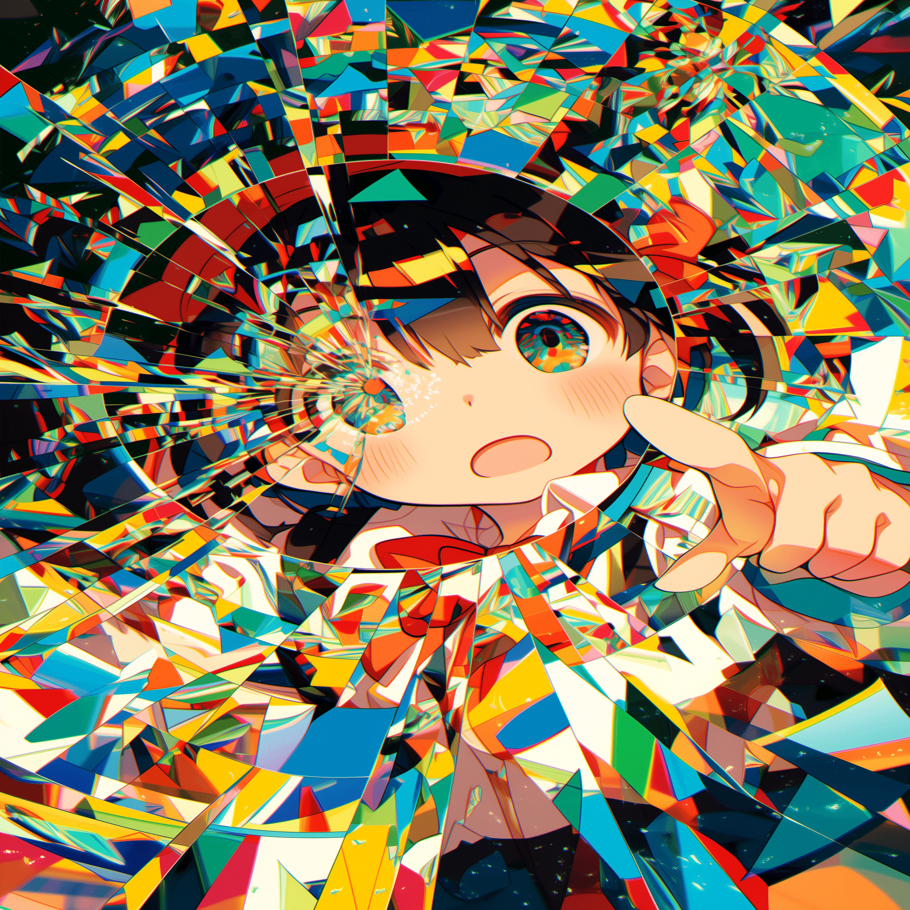 Niji 7】「万華鏡×グリッチ」で描くプロンプト。視覚のバグと可愛い