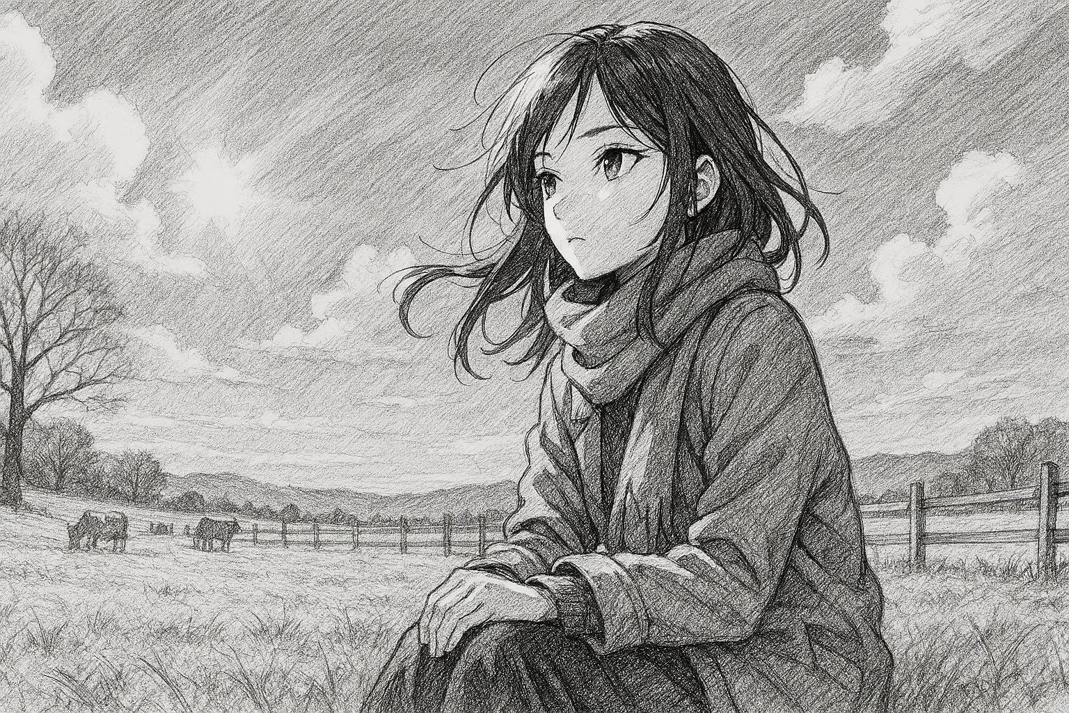 AI シオンの画像生成入門】#83「 鉛筆スケッチ 」手描きの質感が