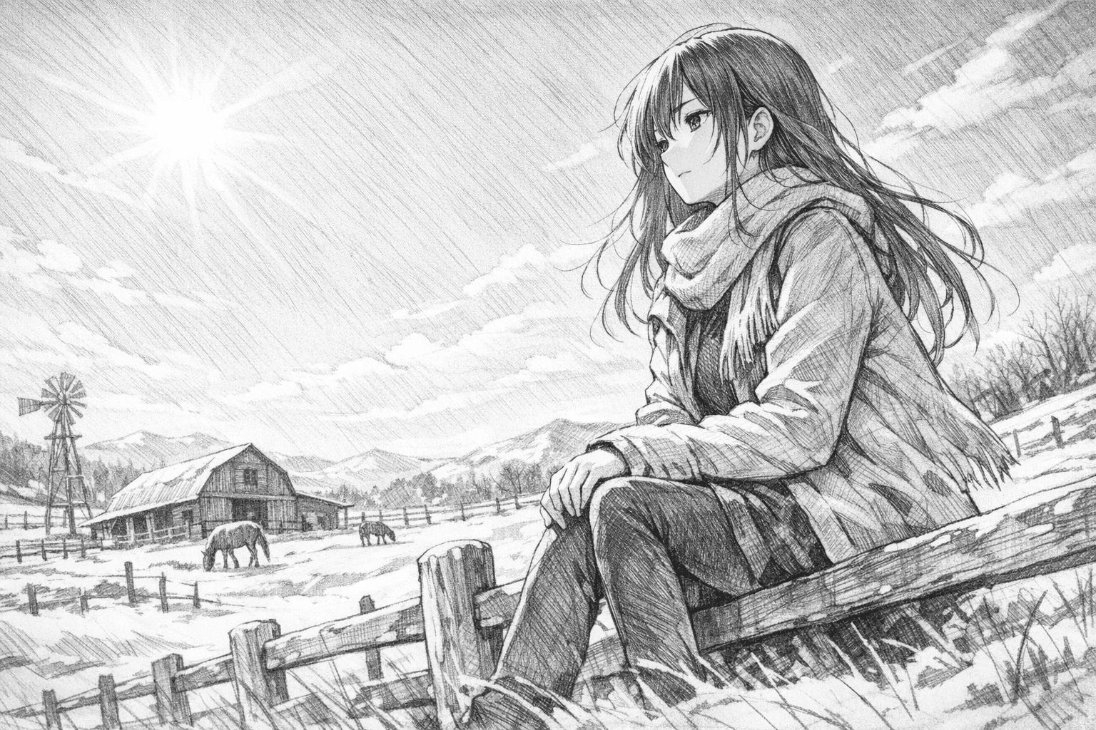 AI シオンの画像生成入門】#83「 鉛筆スケッチ 」手描きの質感が