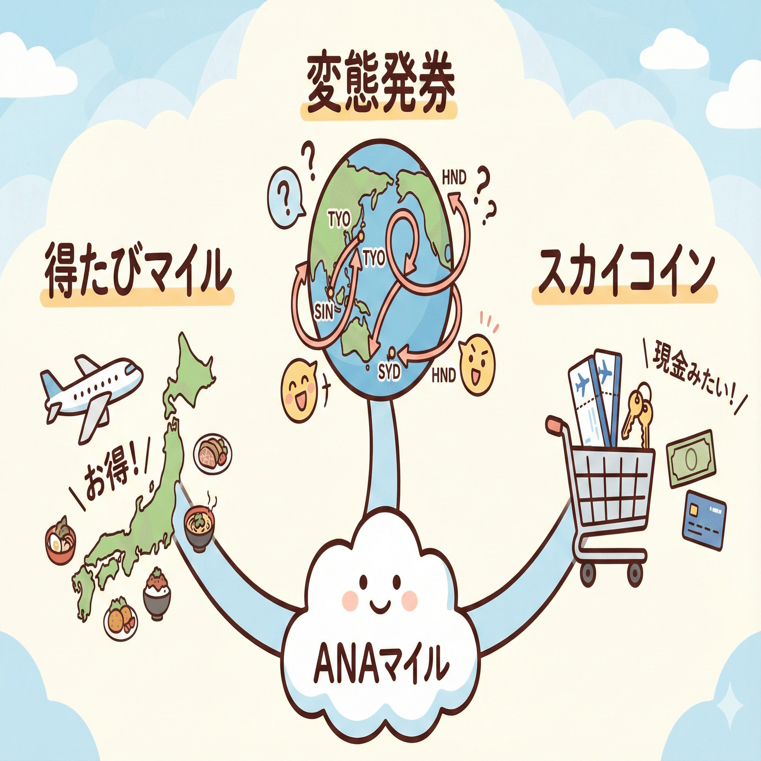 ANAマイルを効率的に使う方法｜得たび・変態発券・スカイコインという3つの現実解｜たびぞぅ✈ANA/JAL/ホテルステイ🏨ポイ活トラベル情報✈️