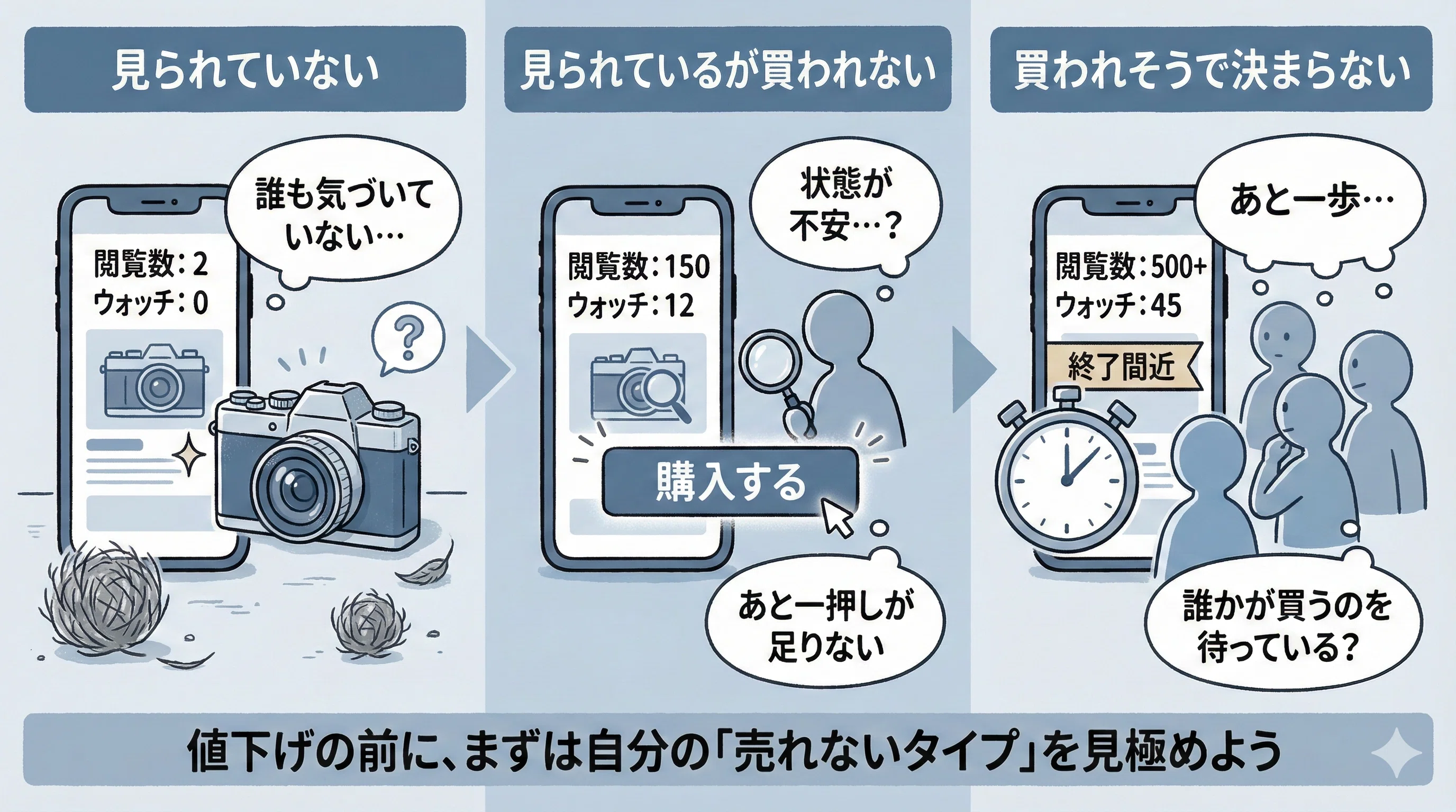 カメラ転売が売れない時にまず確認する5項目｜在庫を現金化する改善