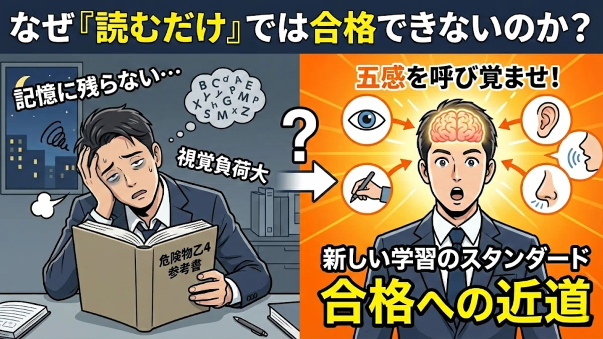 【五感を味方につけよ】忙しい社会人が危険物乙4の「数字と性質」を効率よく脳に刻むマルチセンサリー勉強法|NAKASHI |危険物乙4伴走型資格コーチ