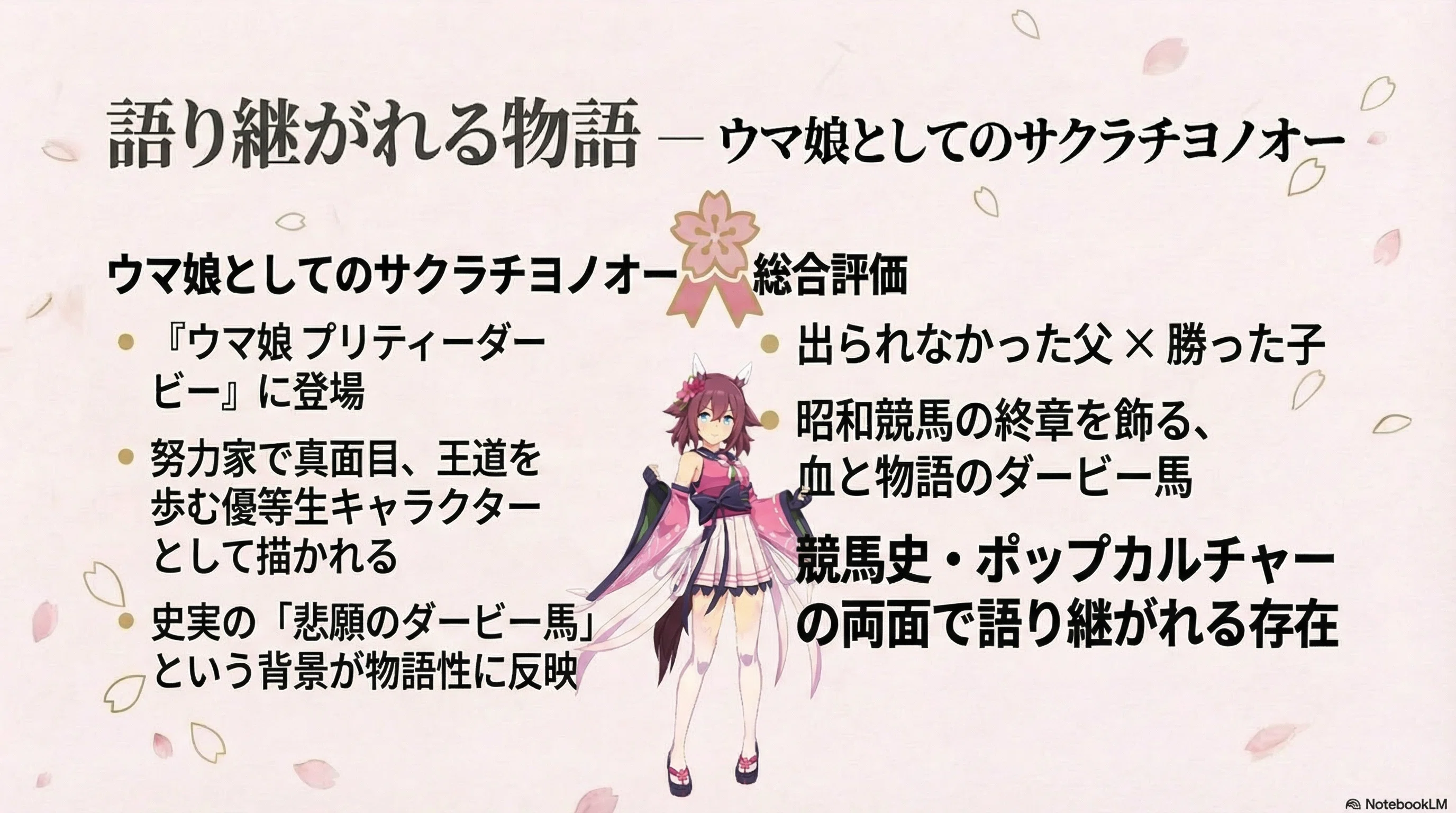 ぬ*様 ウマ娘史実発掘隊】実装発表サクラチヨノオーってどんな馬？「気合の ダービー勝利馬２着メジロ サクラチヨノオー 種牡馬パンフレット 昭和希少 趣味・スポーツ・実用