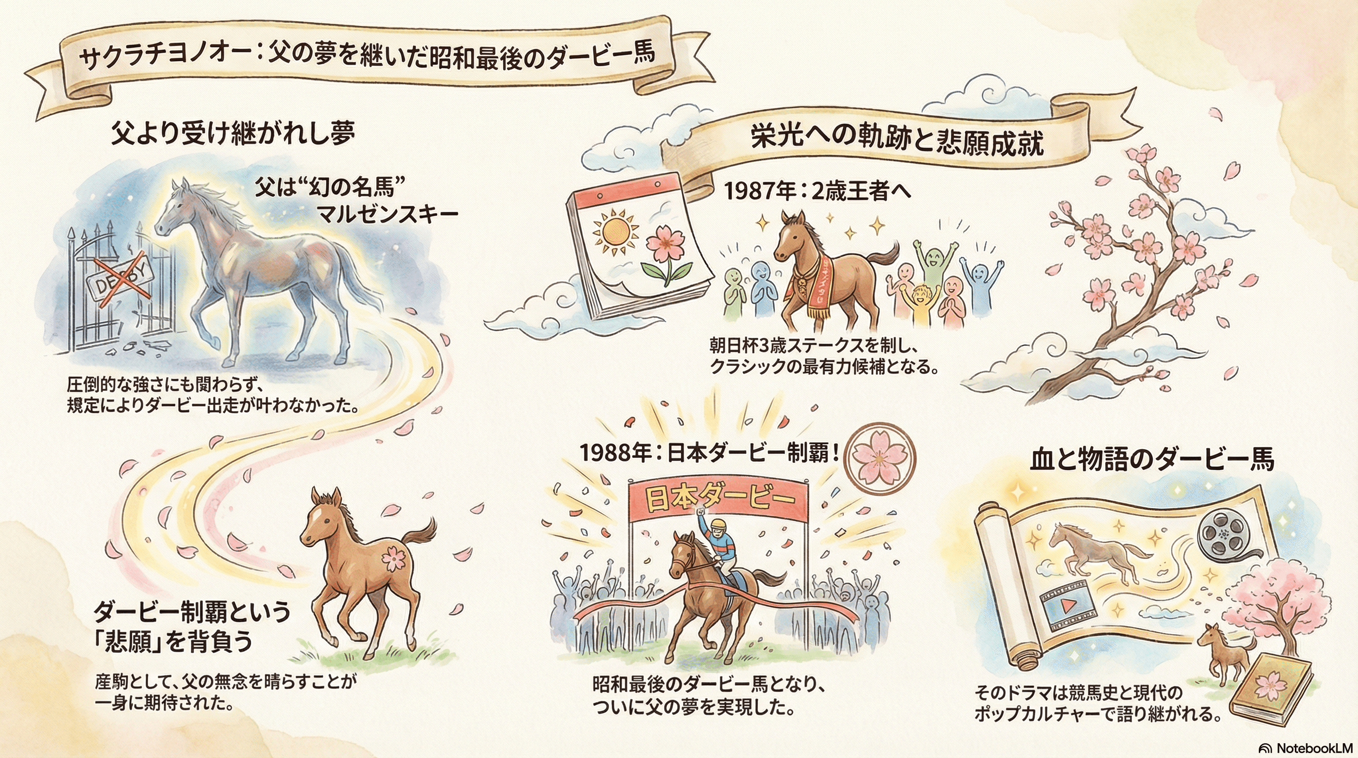 ぬ*様 昭和希少 種牡馬パンフレット サクラチヨノオー ダービー勝利馬２着メジロ サクラチヨノオー ― 最強の父 × 名門サクラ ＝ 悲願のダービー馬