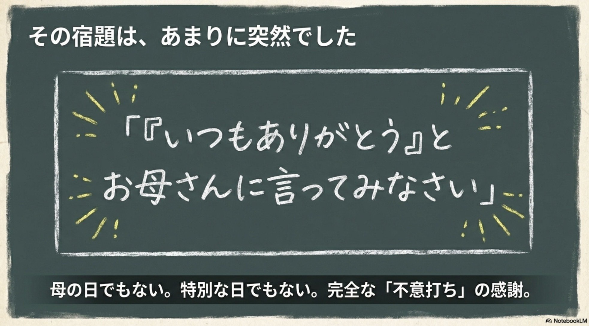 いつもありがとう」と言う宿題（2002年）｜Y2C+