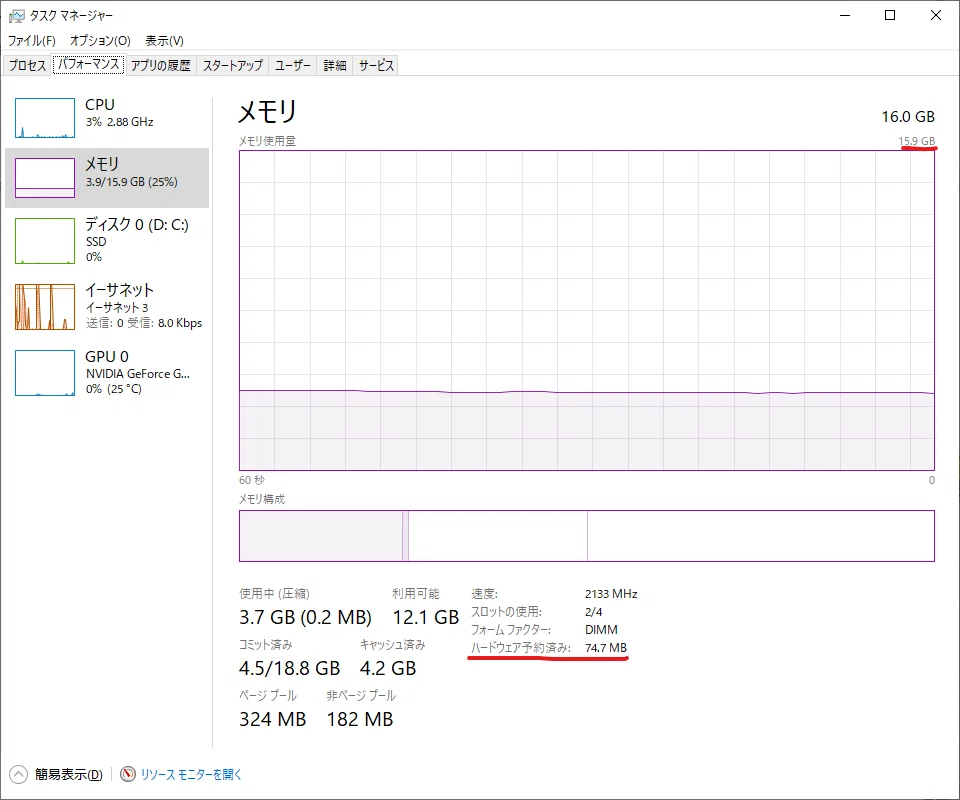Ryzen CPUでメモリがシステム予約済みに半分割り当てられる対処法｜か