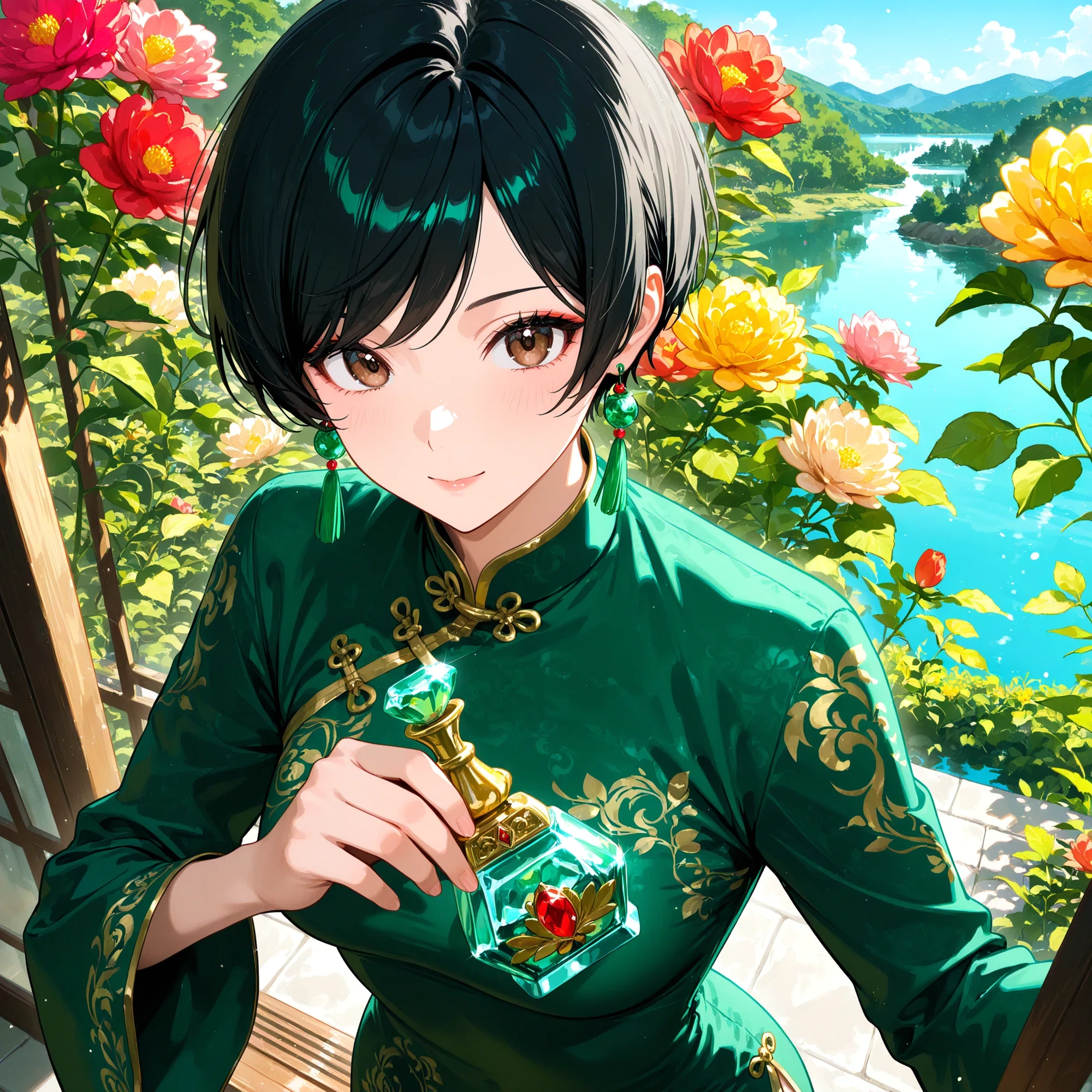 AIを使って『香水瓶は皇宮に躍る』の「紅玻璃」のイラストを描いて
