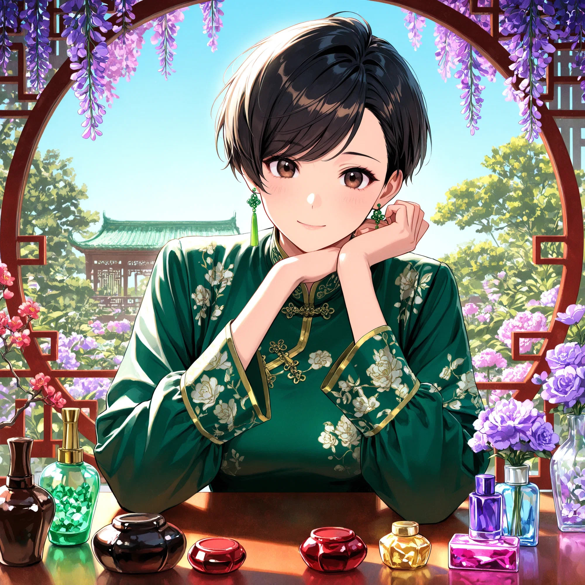AIを使って『香水瓶は皇宮に躍る』の「紅玻璃」のイラストを描いて AIを使って『香水瓶は皇宮に躍る』の「紅玻璃」のイラストを描いて
