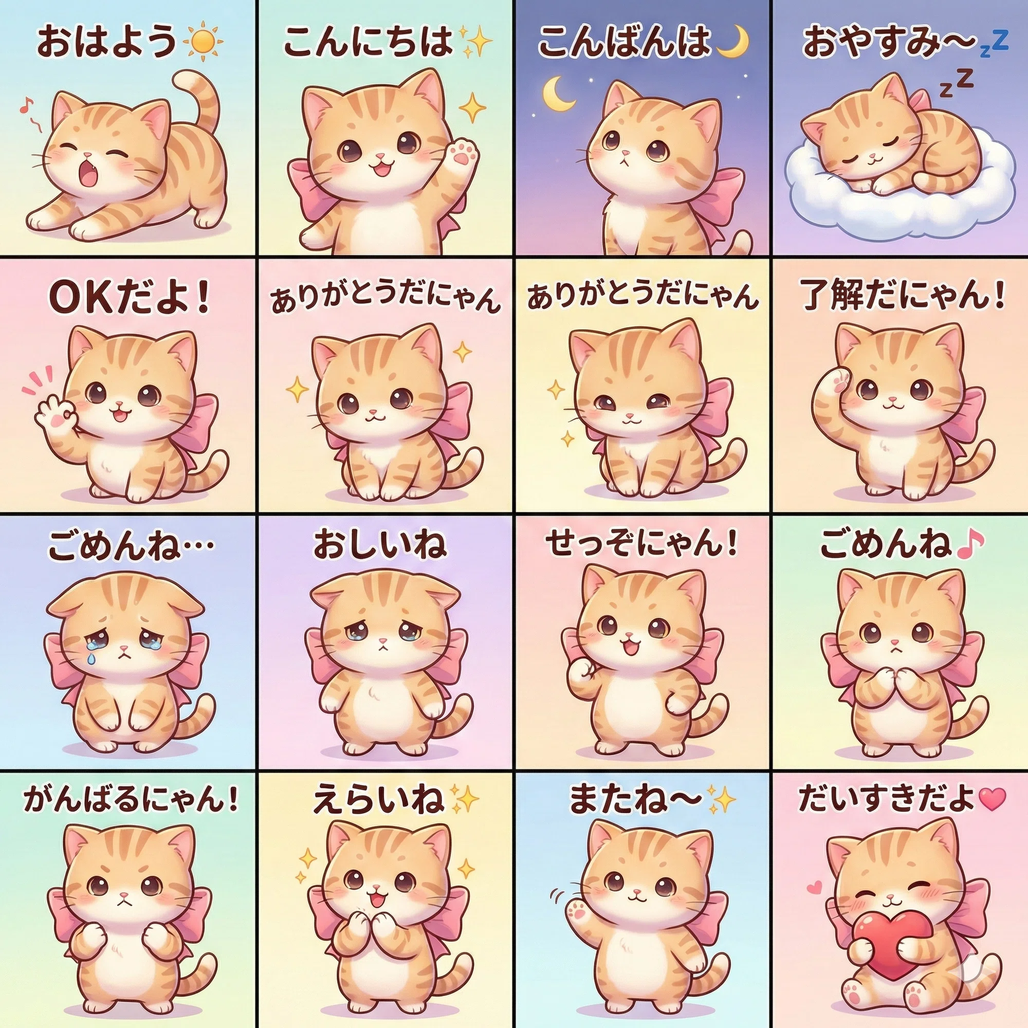 LINEスタンプ風プロンプト｜みるる｜AIにゃんことゆるクリエイト 🐾