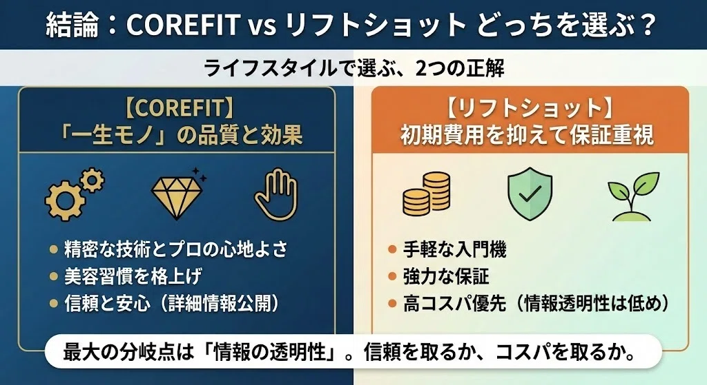 COREFITフェイスポインターとリフトショット比較｜違いは？どっちが