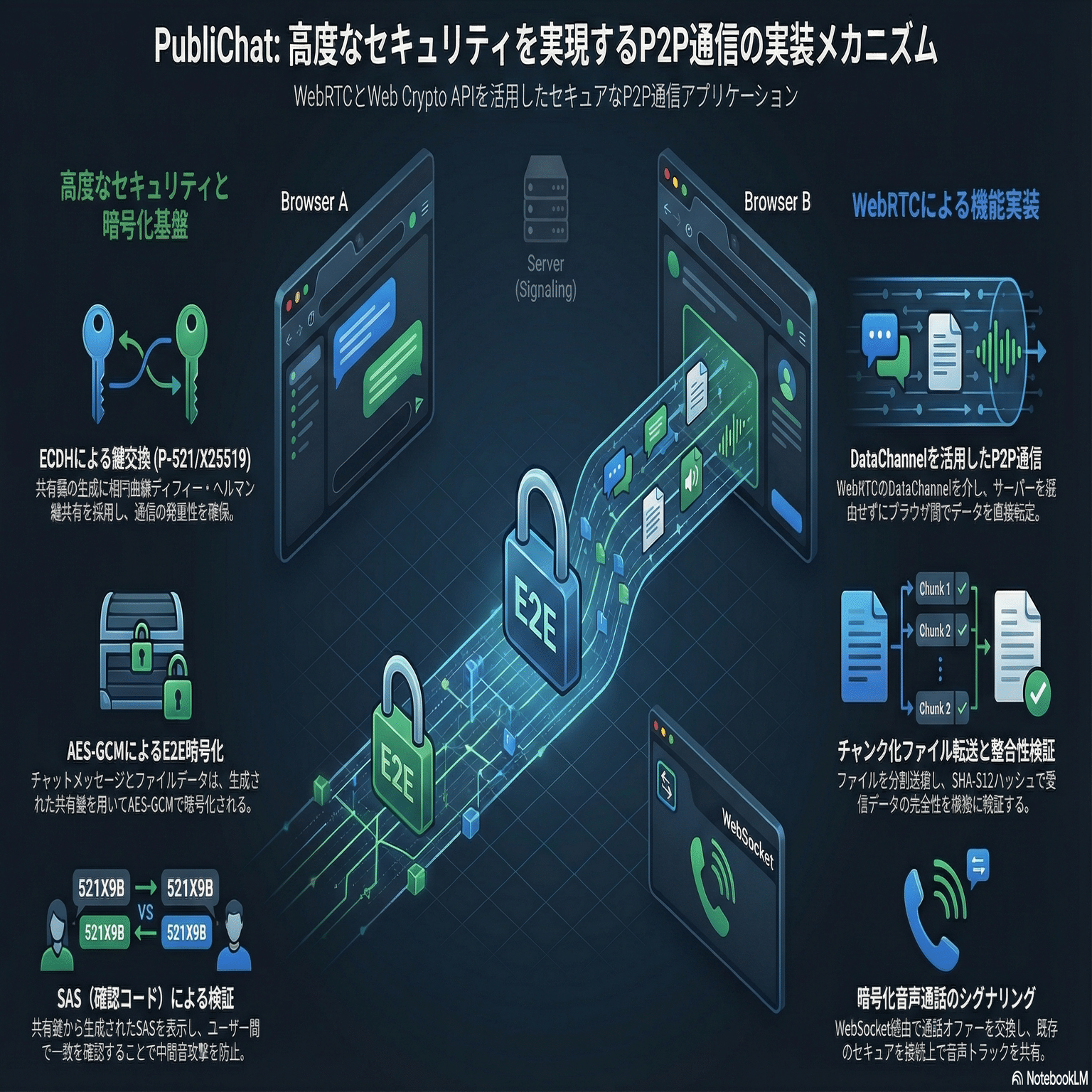 PubliChat - ブラウザでP2P通信/E2E暗号化を実現するシステム｜Cala Maclir