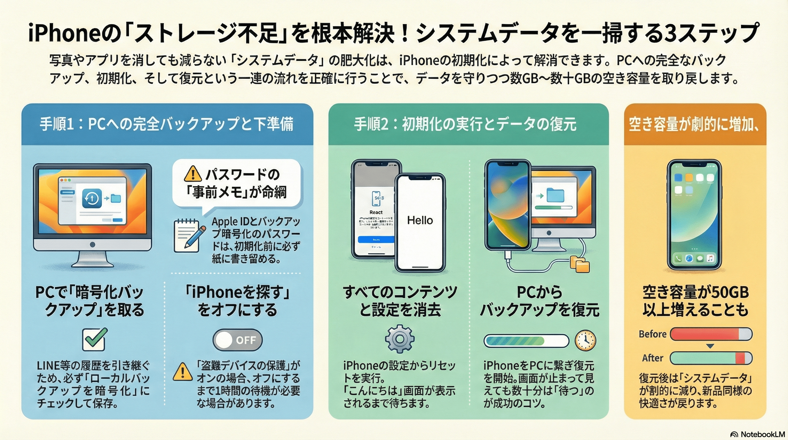 iPhoneが動かない💦→初期化で36GB空けて10万円節約した話｜トミー