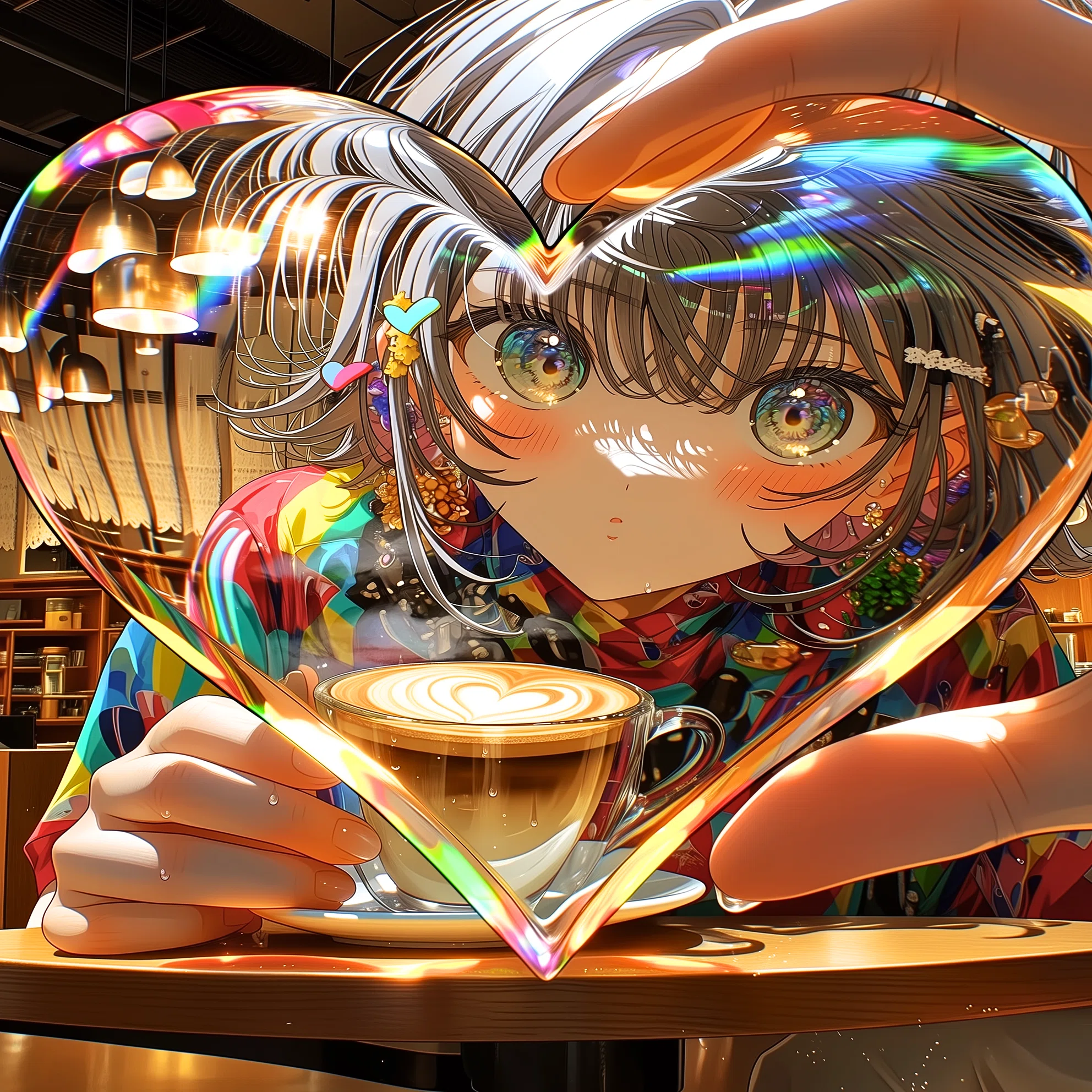 カフェラテ色の優しさを集めて︰ひと休みする日常【画像生成AI / 4コマ
