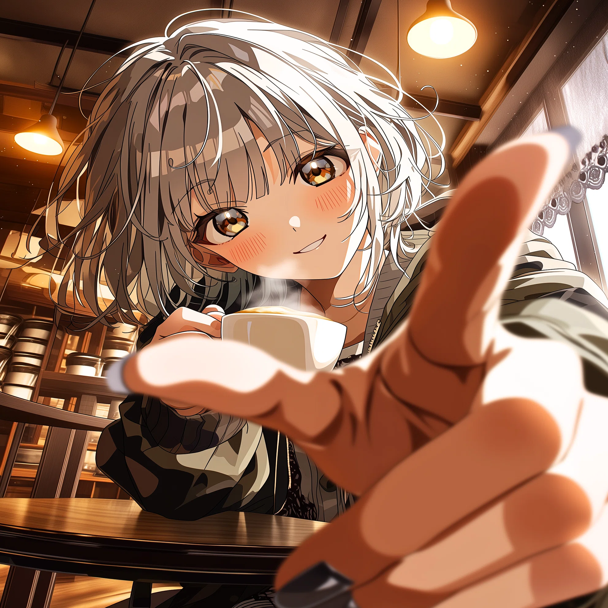 カフェラテ色の優しさを集めて︰ひと休みする日常【画像生成AI / 4コマ