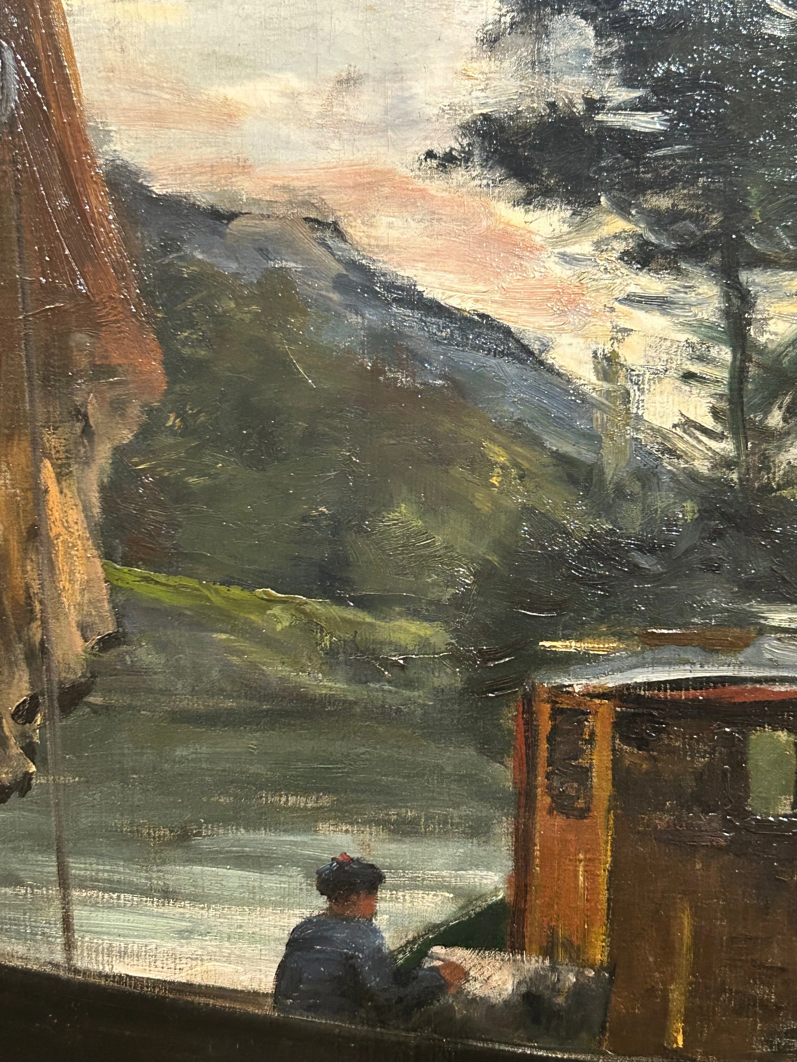 ★冬の風景 油彩画 1909年 作家: Осенев N. I. オーセネフ 子供のためのオルセー美術館(238)雪の静けさ/ドービニー・変わる筆づか