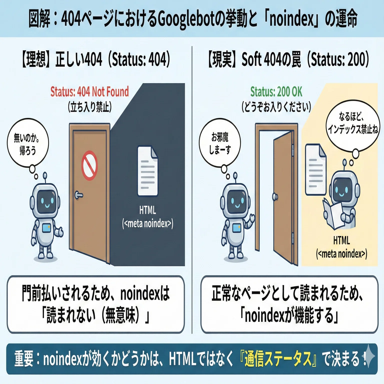 SEO都市伝説】404エラーページに「noindex」を入れるべきか？Googleの