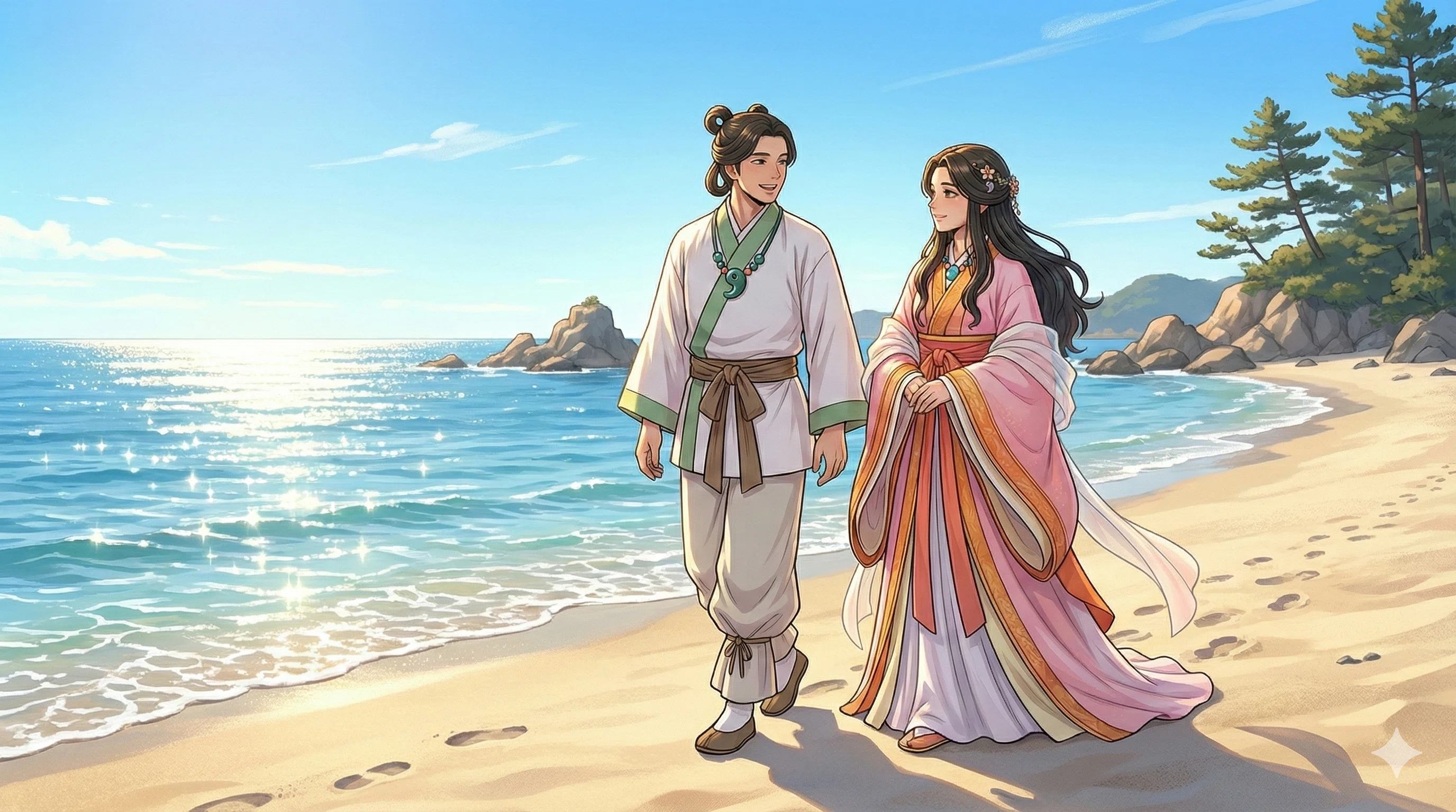 AIイラスト日本神話｜13．オオクニヌシとスクナビコナの国づくり｜ほぼ