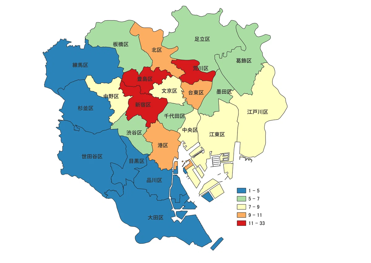 〇〇区の20代、3人に1人が外国人!23区の外国人居住実態を統計から考える|ハマから始まる都市物語