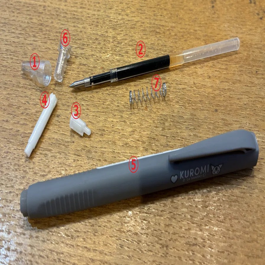 ノック式ボールペンのインクの出が悪くなって分解したら元に戻せ