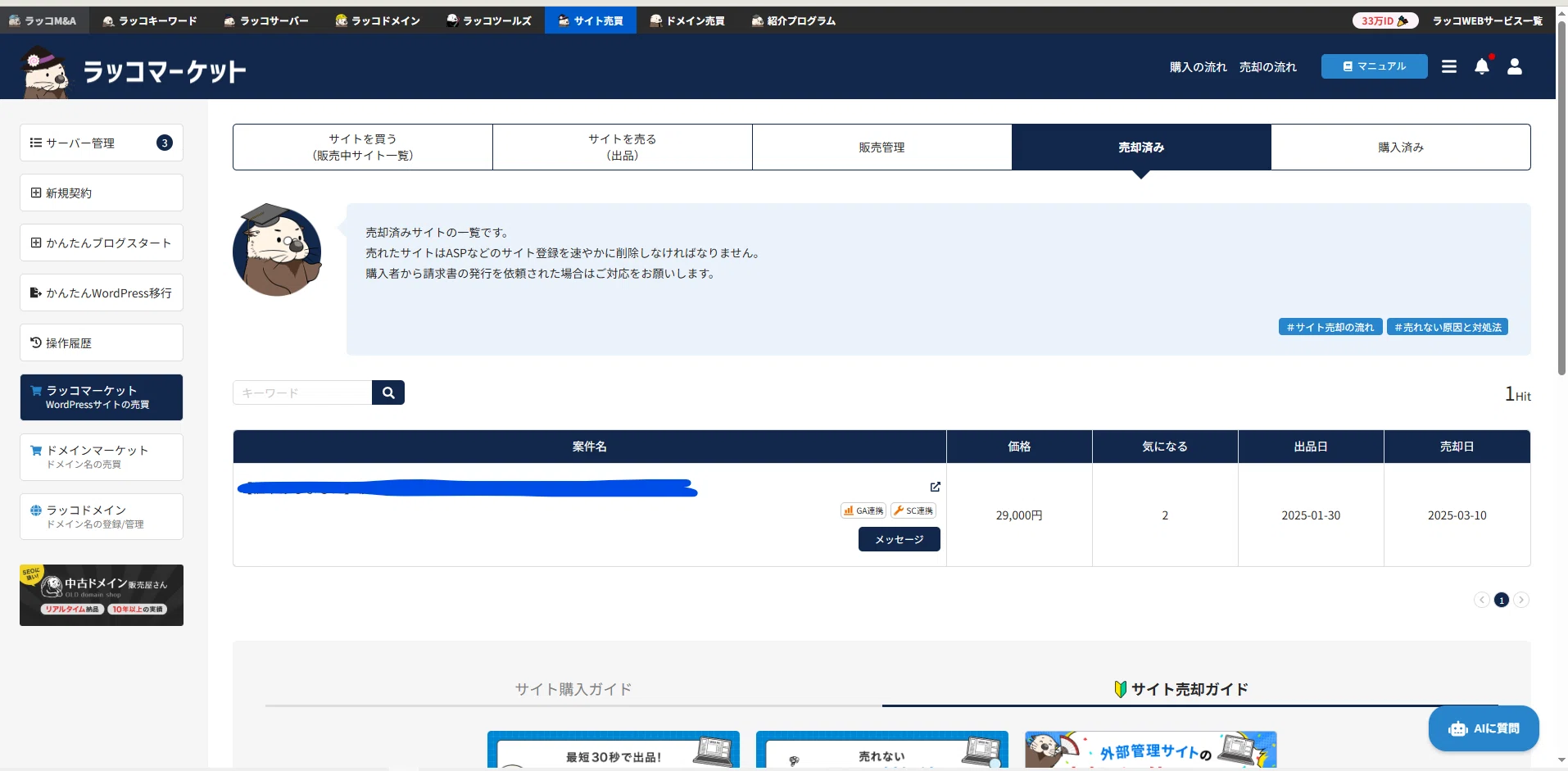実体験】個人で運営していたブログサイトがラッコマーケットで意外にも 