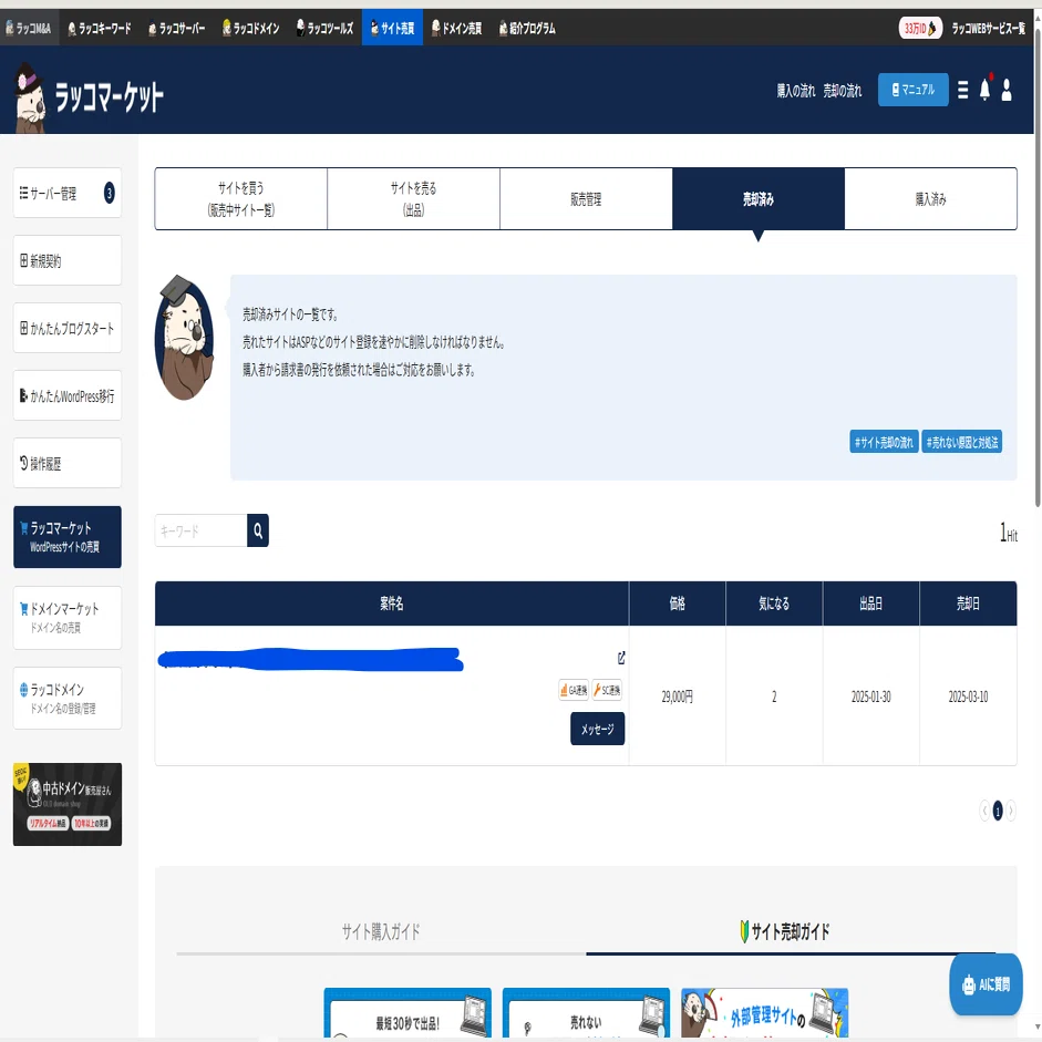実体験】個人で運営していたブログサイトがラッコマーケットで意外にも 