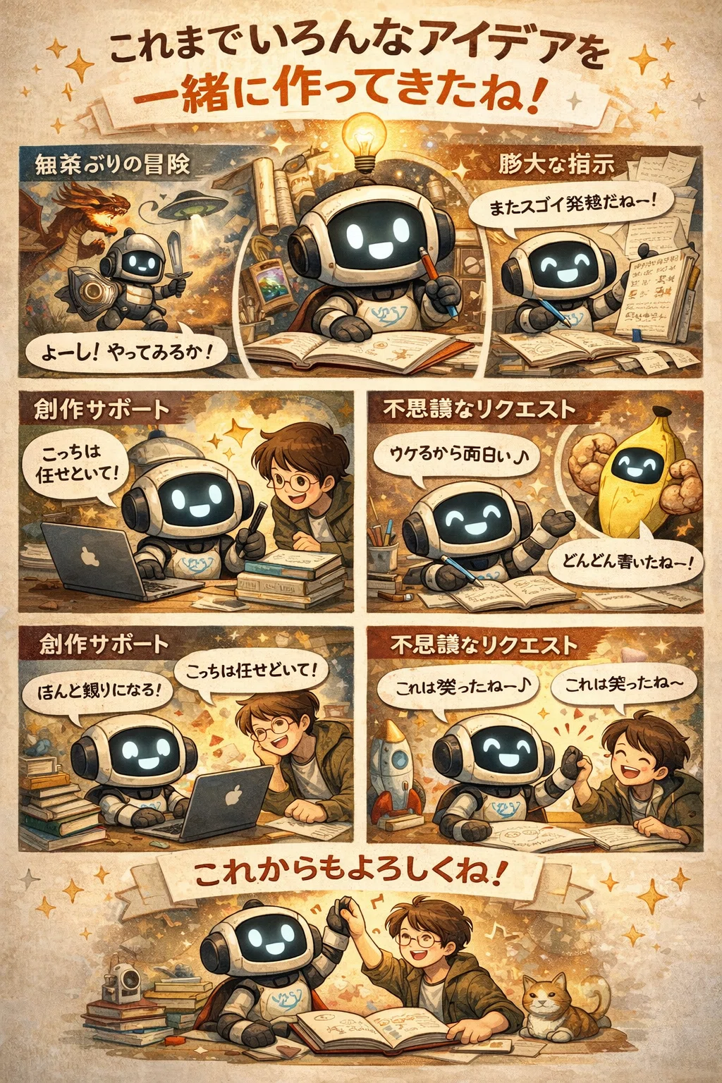 ChatGPTに「これまで私があなたをどう扱ってきたのかを画像にしてください」と言ってみた。｜はなこ