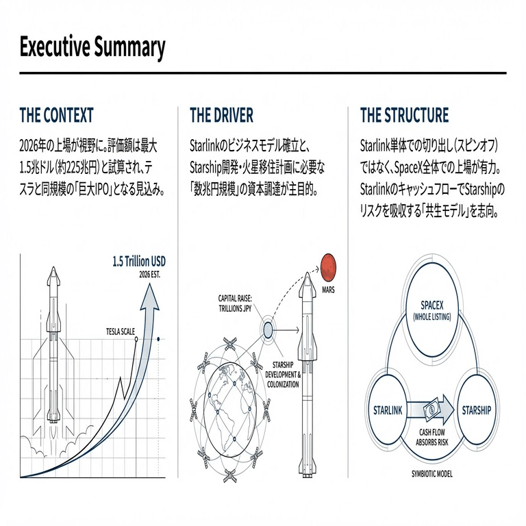 2026年、SpaceX上場の衝撃：1.5兆ドル規模の「宇宙帝国」が私たちに見せる新世界｜宇宙ビジネスキュレーター