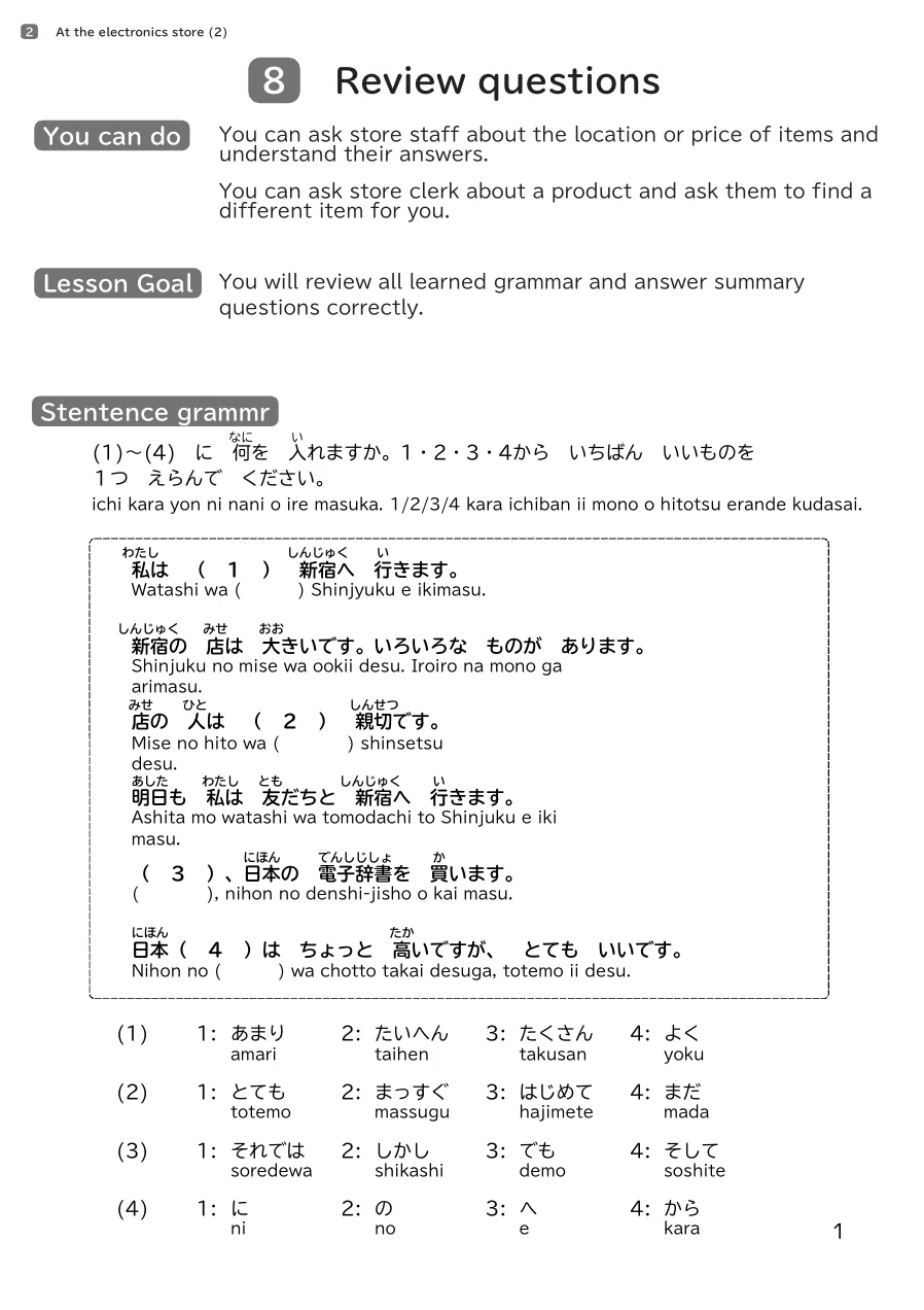 [JLPT N5] Lesson 2 At the Electronics Store (2) 