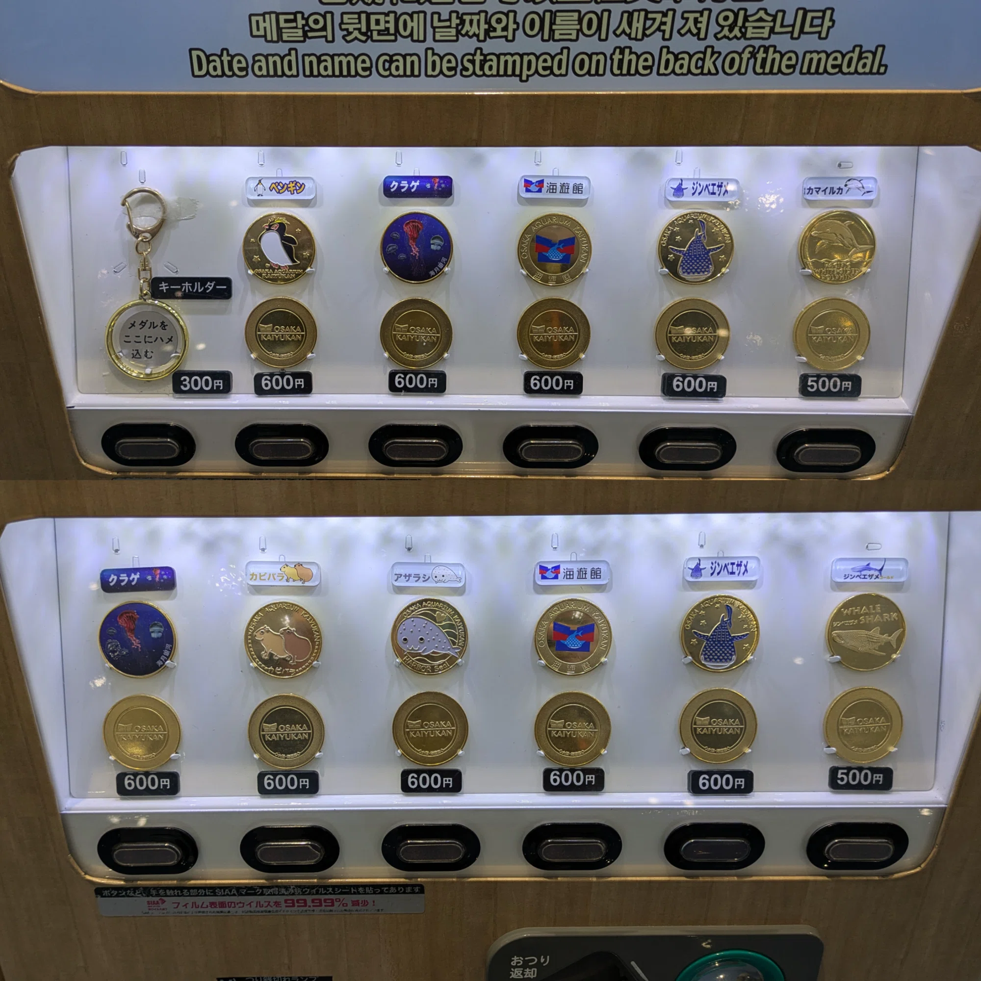 大阪　海遊館　水族館　記念メダル　2枚セット　金色メダル　記念品 大阪府【海遊館】 記念メダル | 記念メダル図鑑