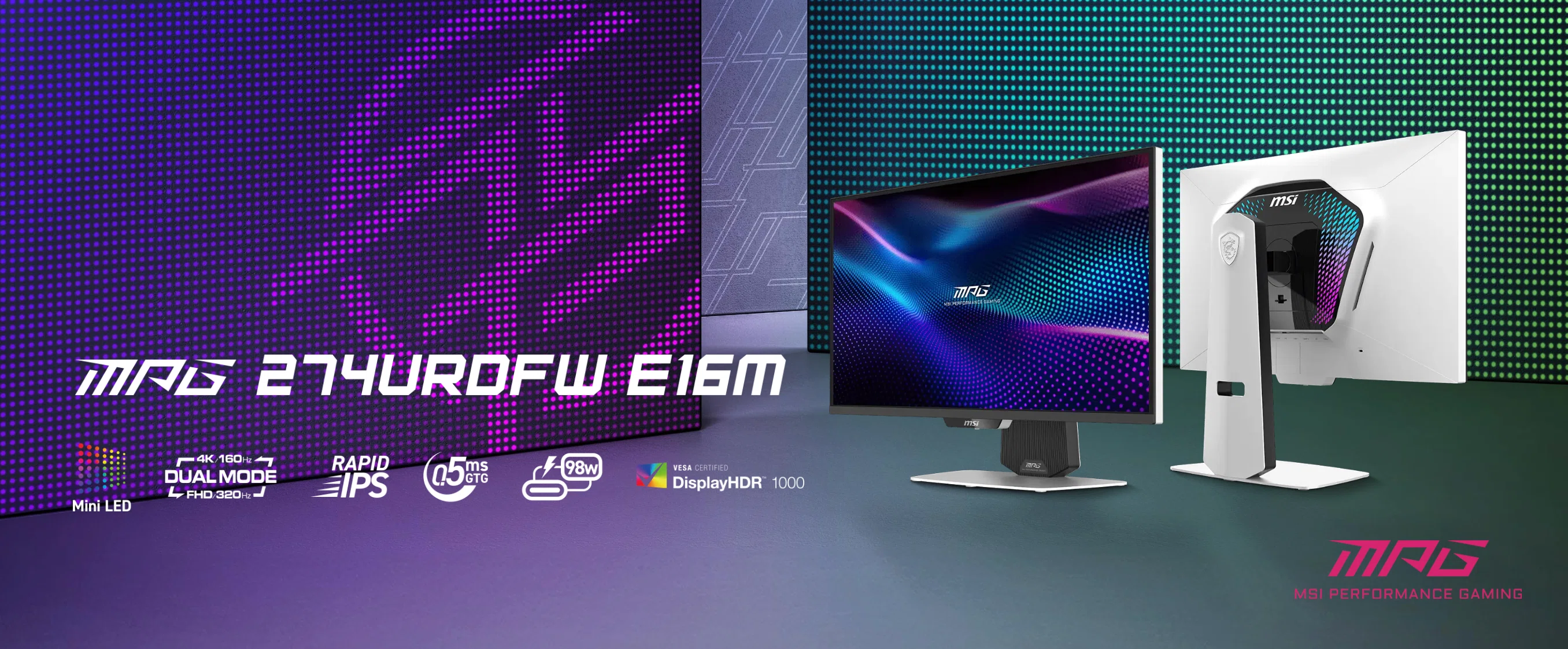 MSI〉 MPG 274URDFW E16M — Mini LED×量子ドットの白いデュアルモード 