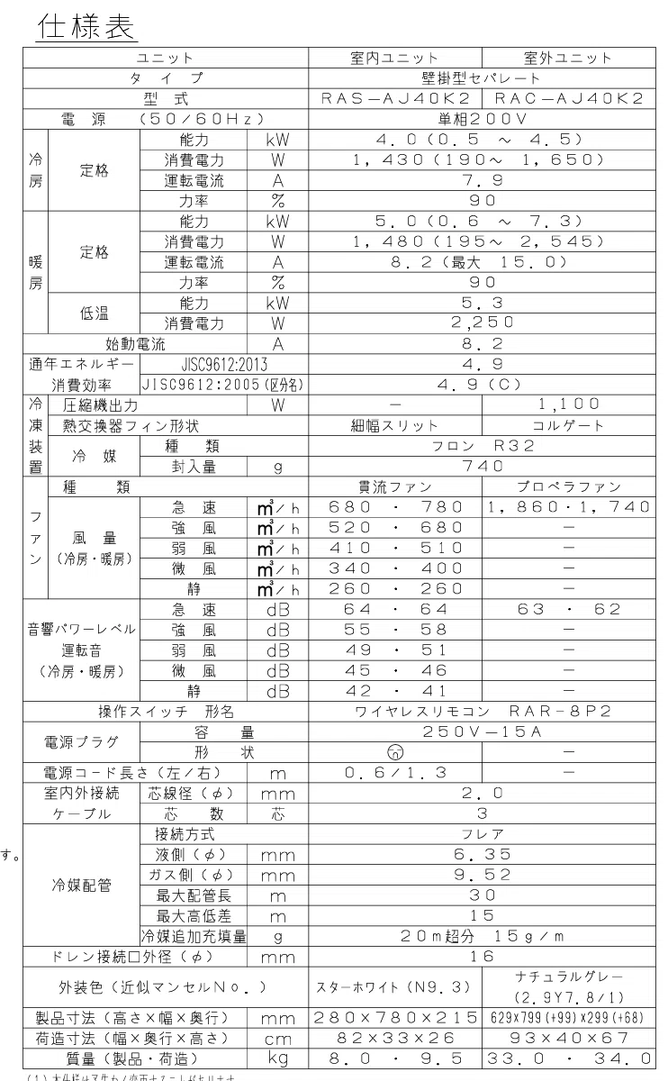 そらお✦屋外用料金表✦A2サイズ 日立エアコン 白くまくん AJシリーズ室外機 RAS-AJ40K2の分解調査 14畳