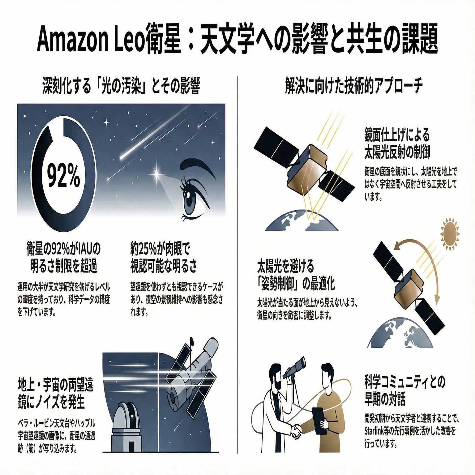 星空を「遮る」インターネット：Amazonの衛星が天文学に突きつける新た
