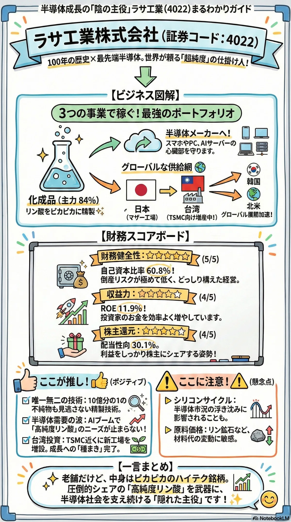 音声解説あり》【ラサ工業（4022）】銘柄分析 20分聴くだけでザクッと