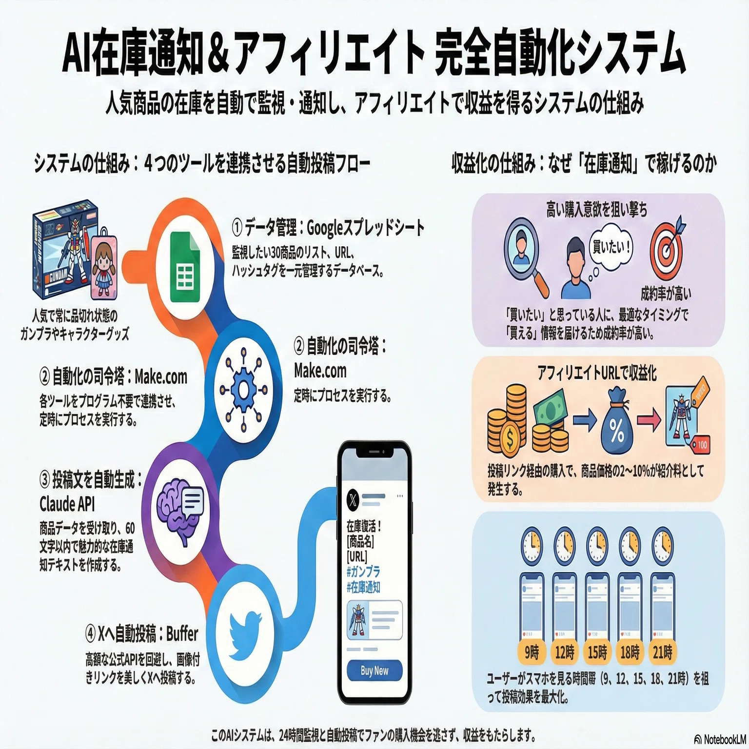 AIと一緒に作るX自動投稿＆アフィリエイト術。Make×Claudeで「在庫特化