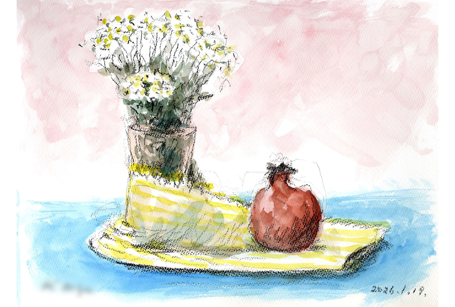 2026年1月の水彩静物画｜ろまねこ