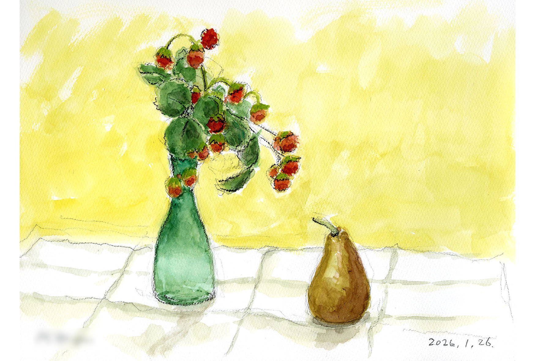 2026年1月の水彩静物画｜ろまねこ