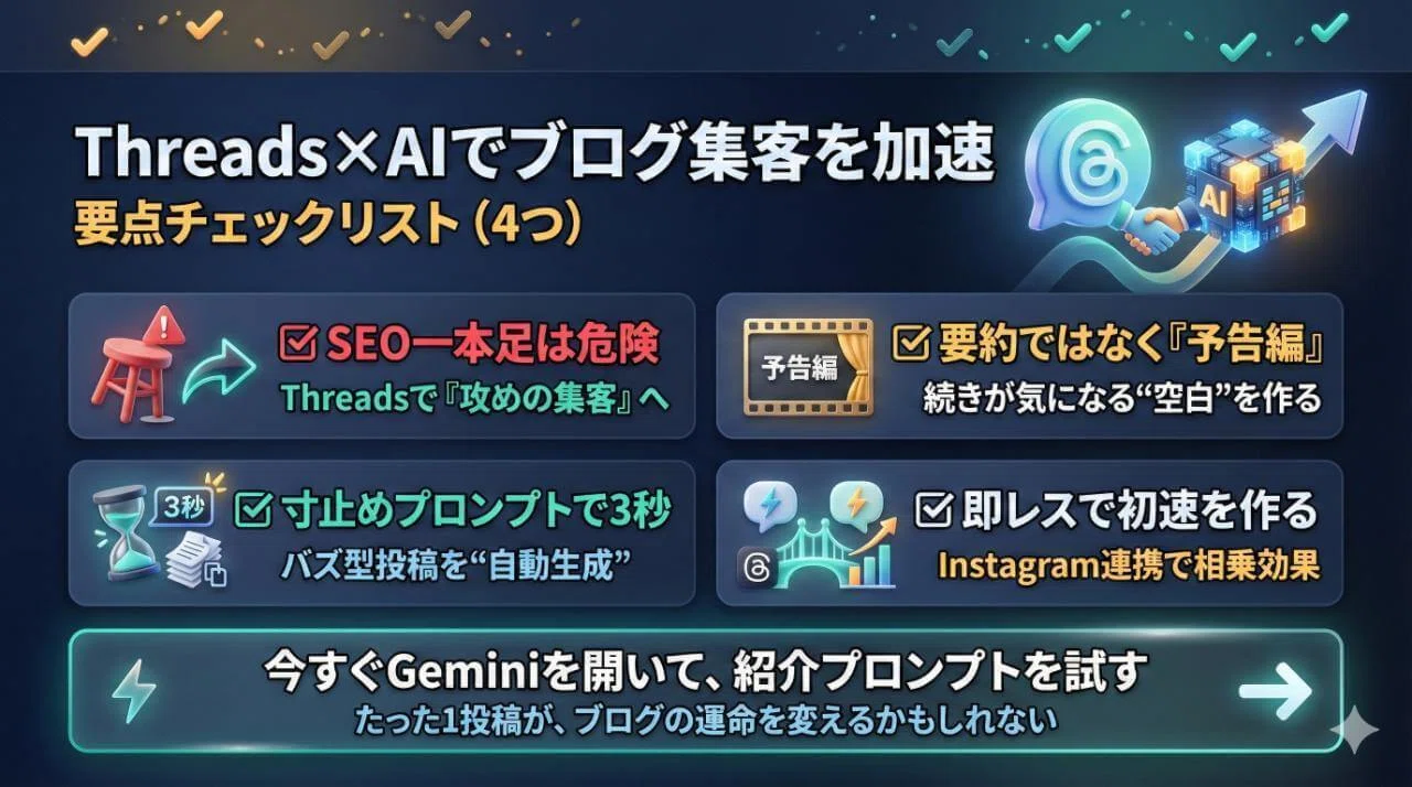 ブログ集客の壁を突破！Threads×Gemini拡散の法則｜うさぎ先輩｜AI