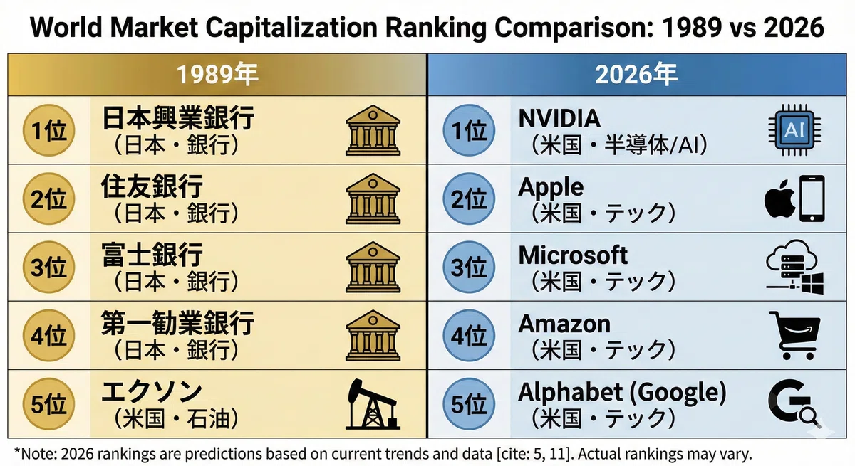 Japan as No.1 - 1989年の熱狂と2026年の成熟｜ココノエ｜日本株を数字