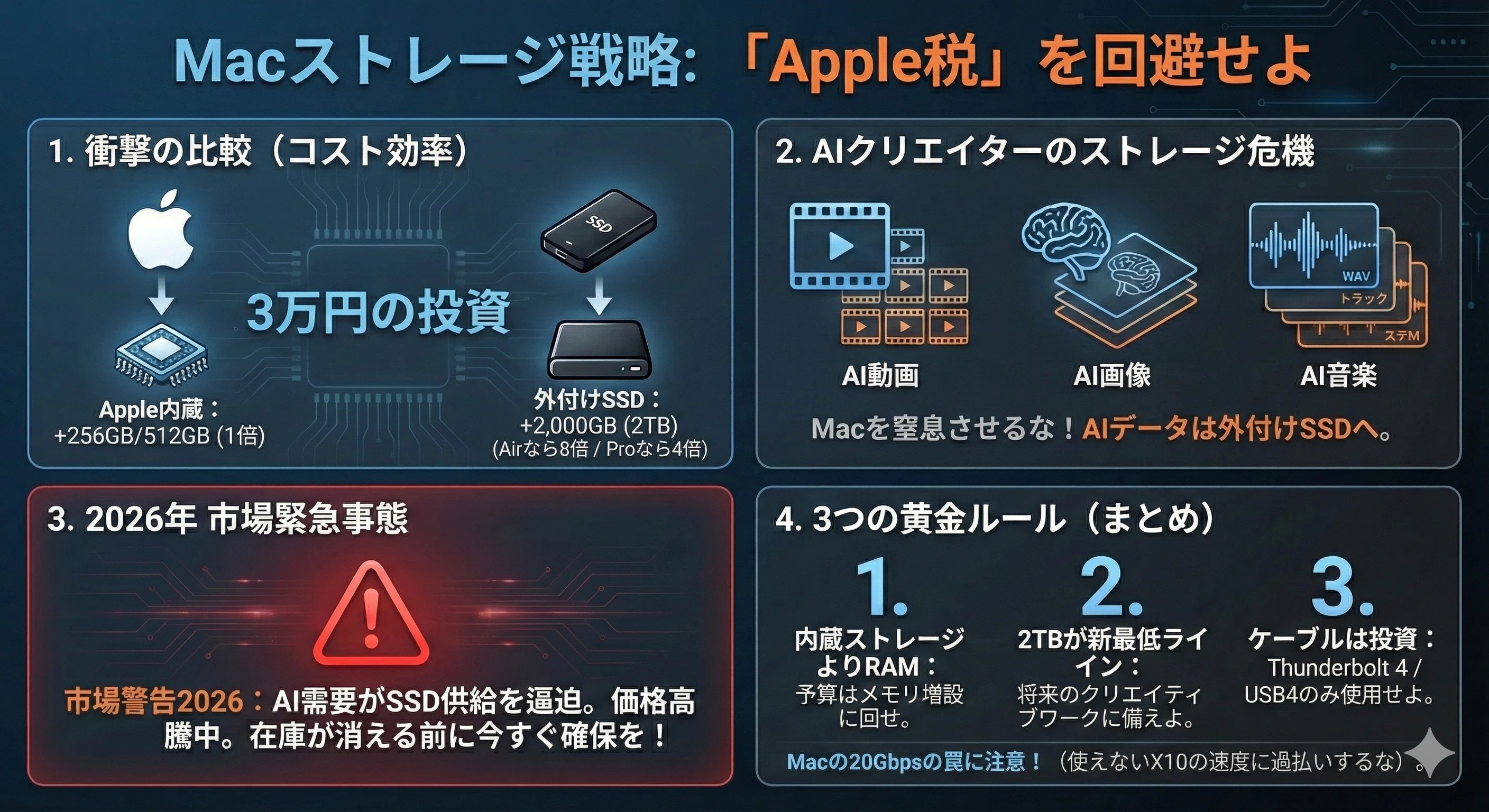 AI生成・動画編集用「外付けSSD」選び｜Apple税を回避して容量を8倍
